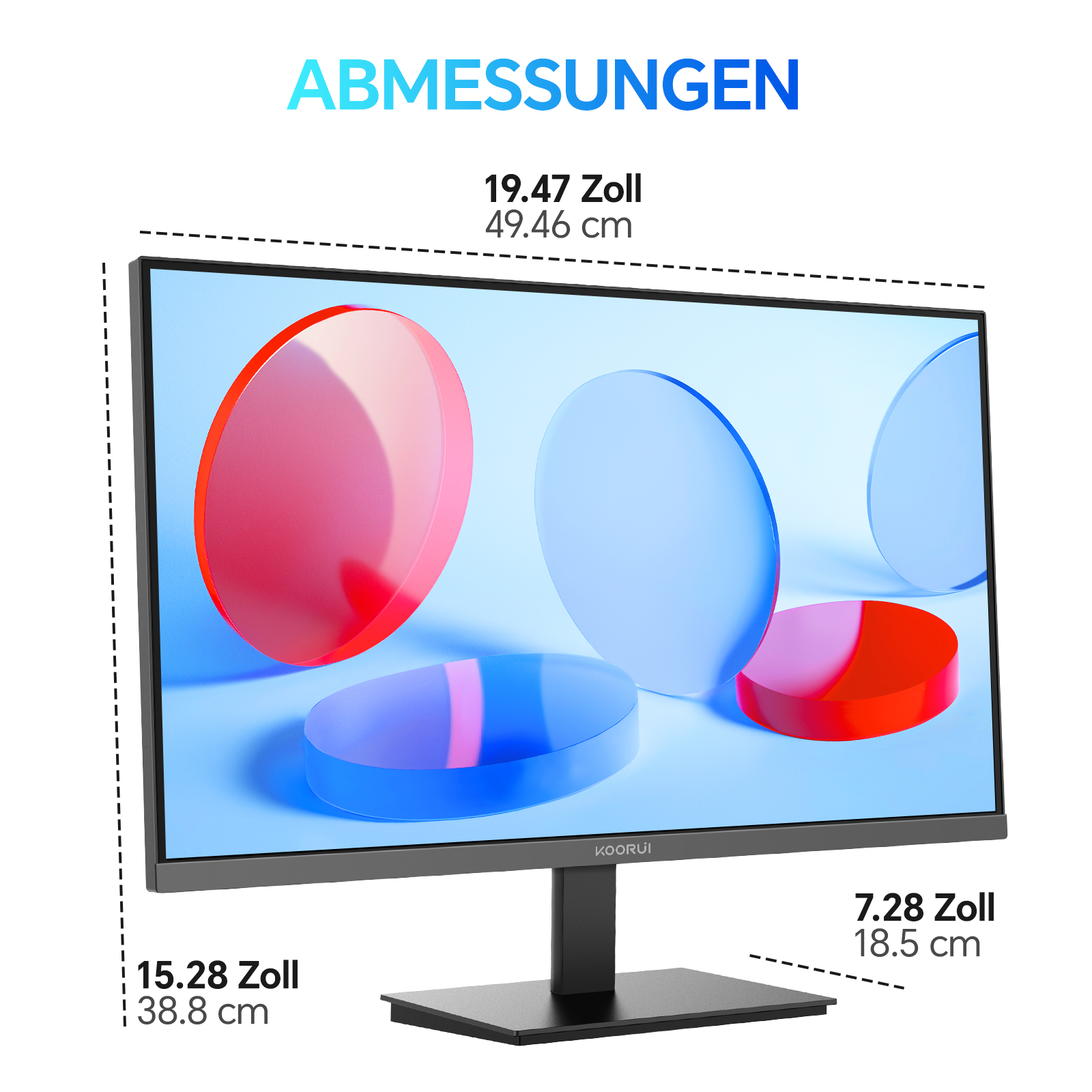 KOORUI E2721F 27 Zoll Monitor, QHD 2560 x 1440 100Hz PC Monitor, IPS 1MS Adaptive Sync HDMI 2.0 DP 1.4, Eye Care Bildschirm, -5° bis 15° neigbar, VESA 100 x 100mm