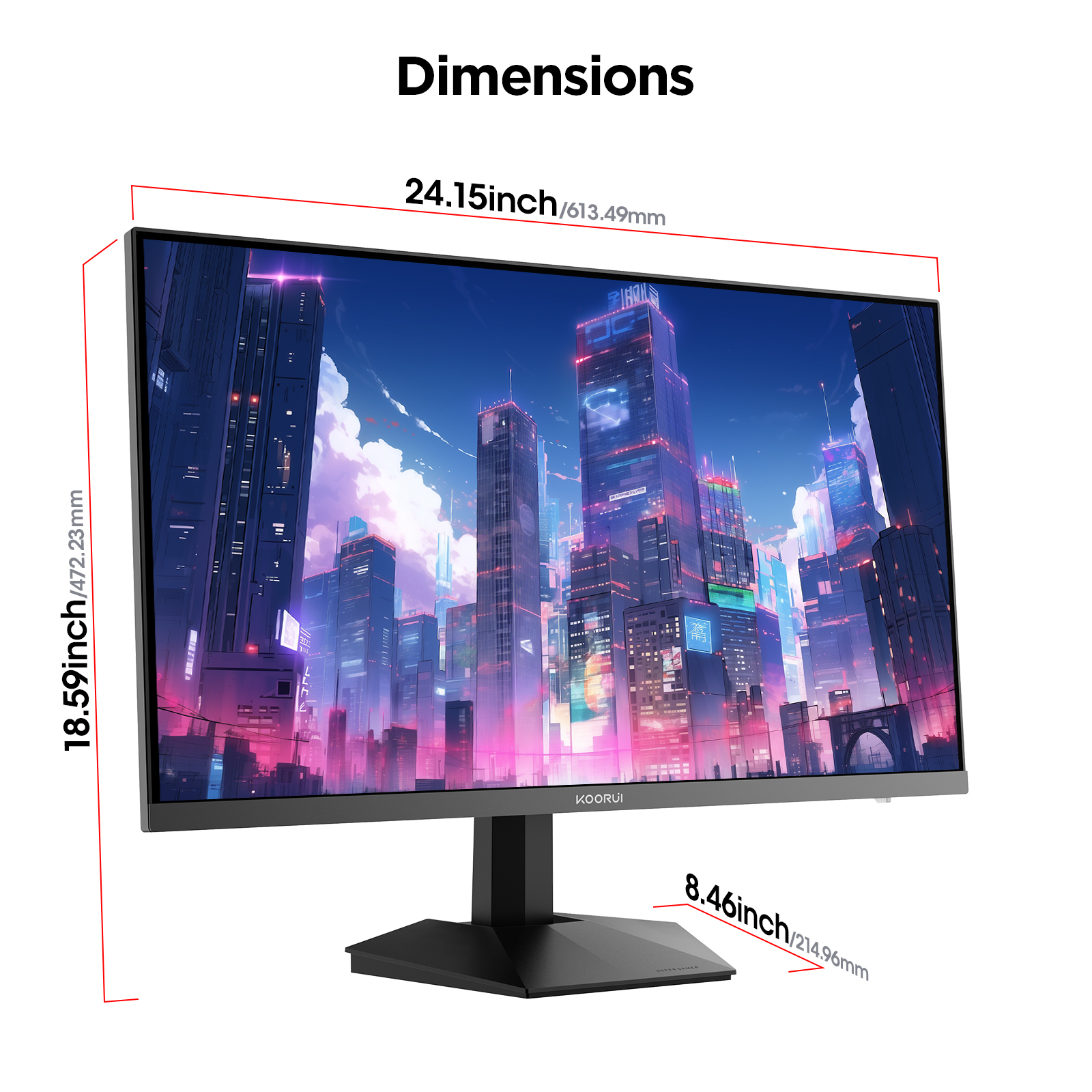 KOORUI G2721P 27 Zoll Gaming Monitor, QHD 2560x1440 Fast IPS 200Hz Bildschirm, 1ms GTG HDR400 Adaptive Sync HDMI/DP VESA 75x75mm