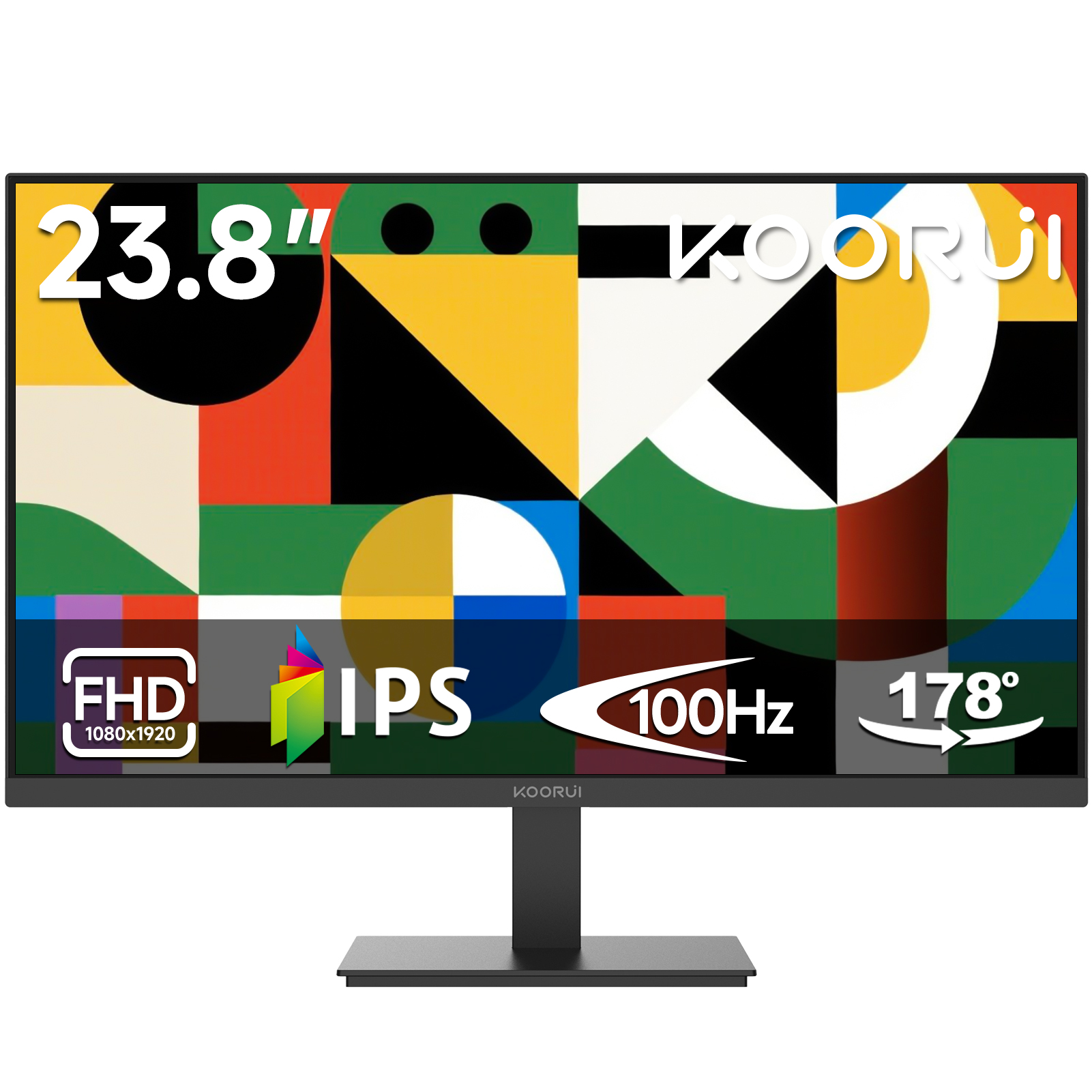 KOORUI E2411F 23.8 Zoll Bildschirm,Full HD Monitor 1920x1080,100Hz PC Monitor,IPS Eye Care,HDMI&VGA,VESA 100 x 100 mm