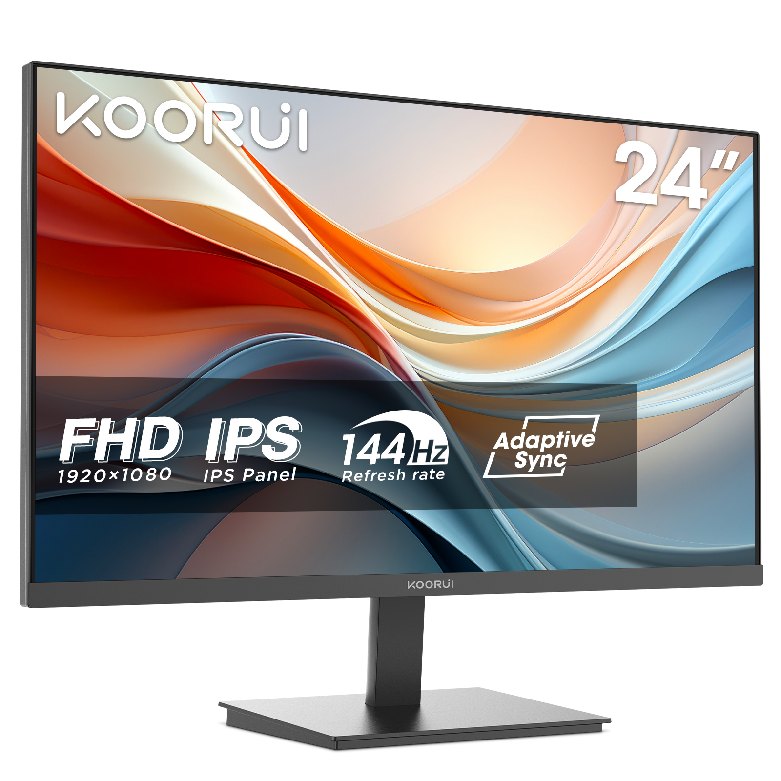KOORUI E2411K 24 Inch FHD Monitor, Gaming 144Hz, IPS Computer Monitors, 1080P Pc Screen, Adaptive Sync, 5ms, VESA 100x100mm, Eye Care, HDMI, VGA