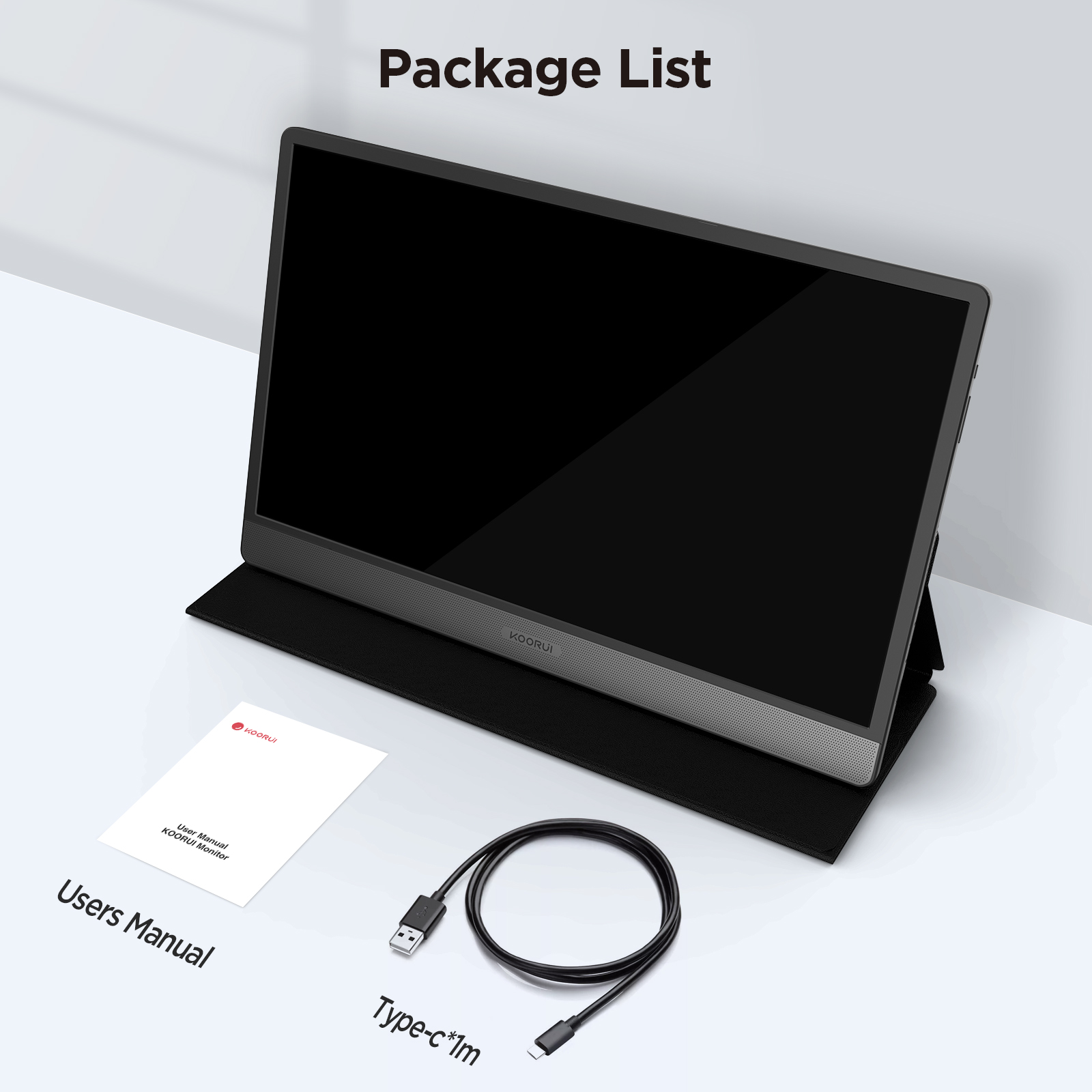 KOORUI 60Hz 6ms Gaming office Portable Monitor,15.6 Inch IPS FHD 1080P Second Screen Laptop Monitor,USB-C HDMI Travel Monitor w/Protective Cover & Dual Speakers, External Monitor for PC Phone Xbox PS4-Koorui