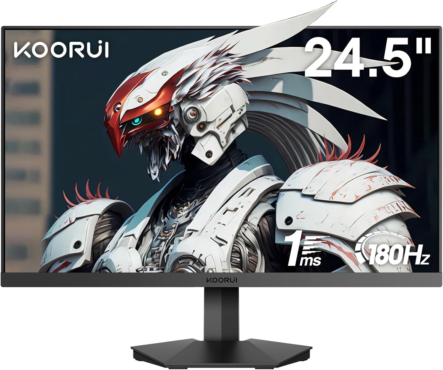 KOORUI Gaming Monitor 24.5 Inch 180 Hz Full HD Frameless Screen Adpitive Sync (1ms, VA Panel, Eye-Care, 1920 x 1080, HDMI 2.0 & DisplayPort 1.4, VESA 75 x 75)