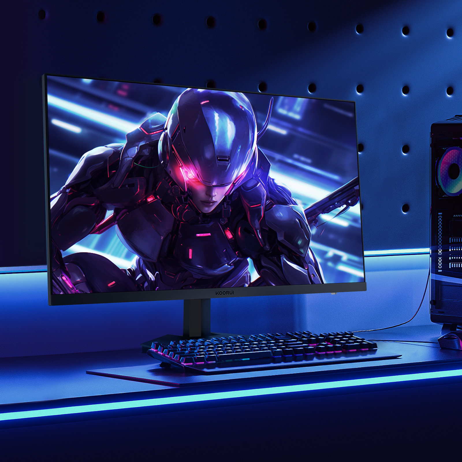 KOORUI 27 Inch Gaming Monitor 240hz, 1ms, FHD 1920x1080, 90% DCI-P3, 100% sRGB Color Gamut, Adaptive Sync Compatible, HDMI, DisplayPort, Black, GN02