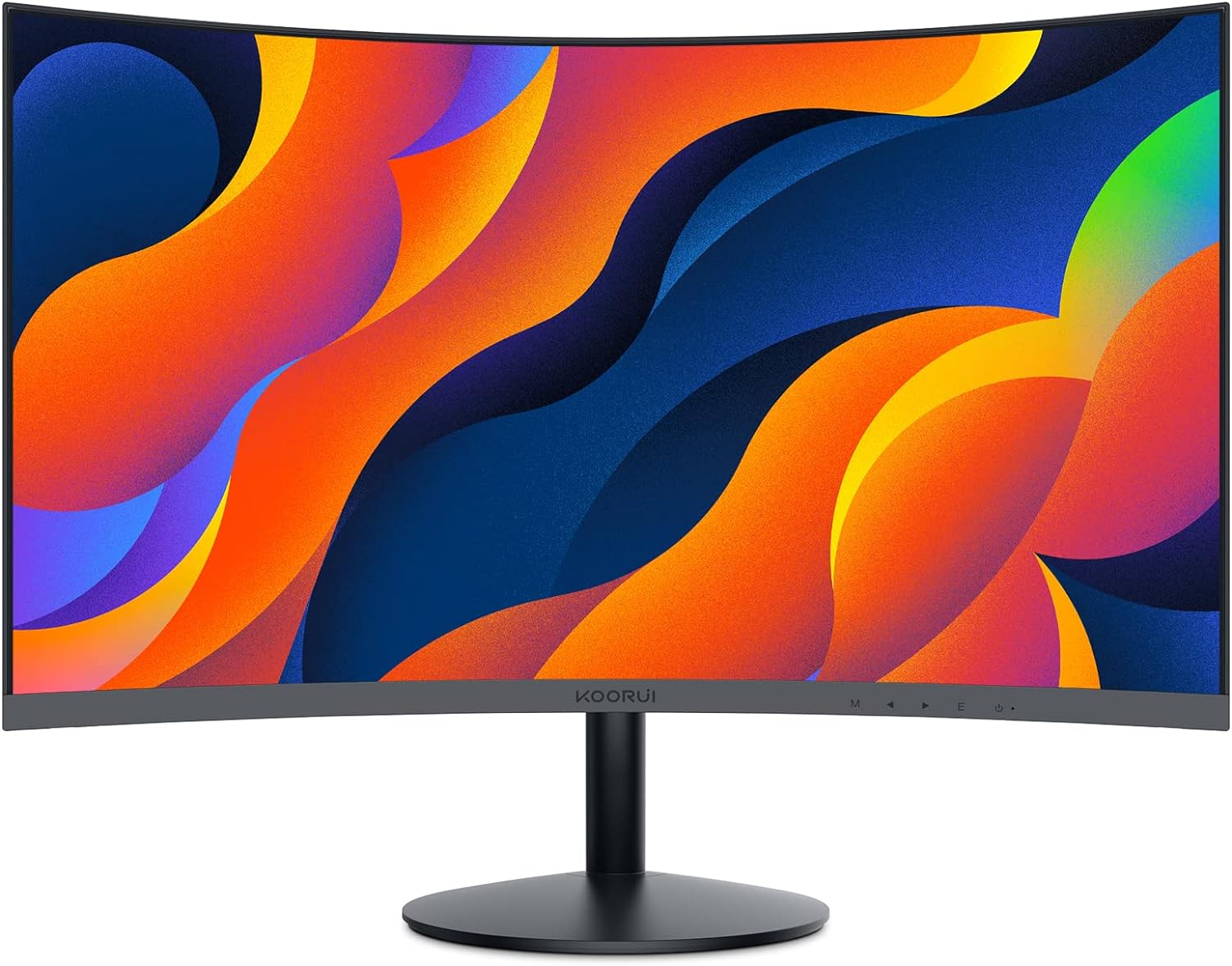 KOORUI Curved Monitor - 27 Inch FHD Curved Computer Monitor, Curvature 1800R, VA Panel, 75Hz, VGA Gaming Monitor, Eye Care, Tilt Adjustment, HDMI, Black 27N5C