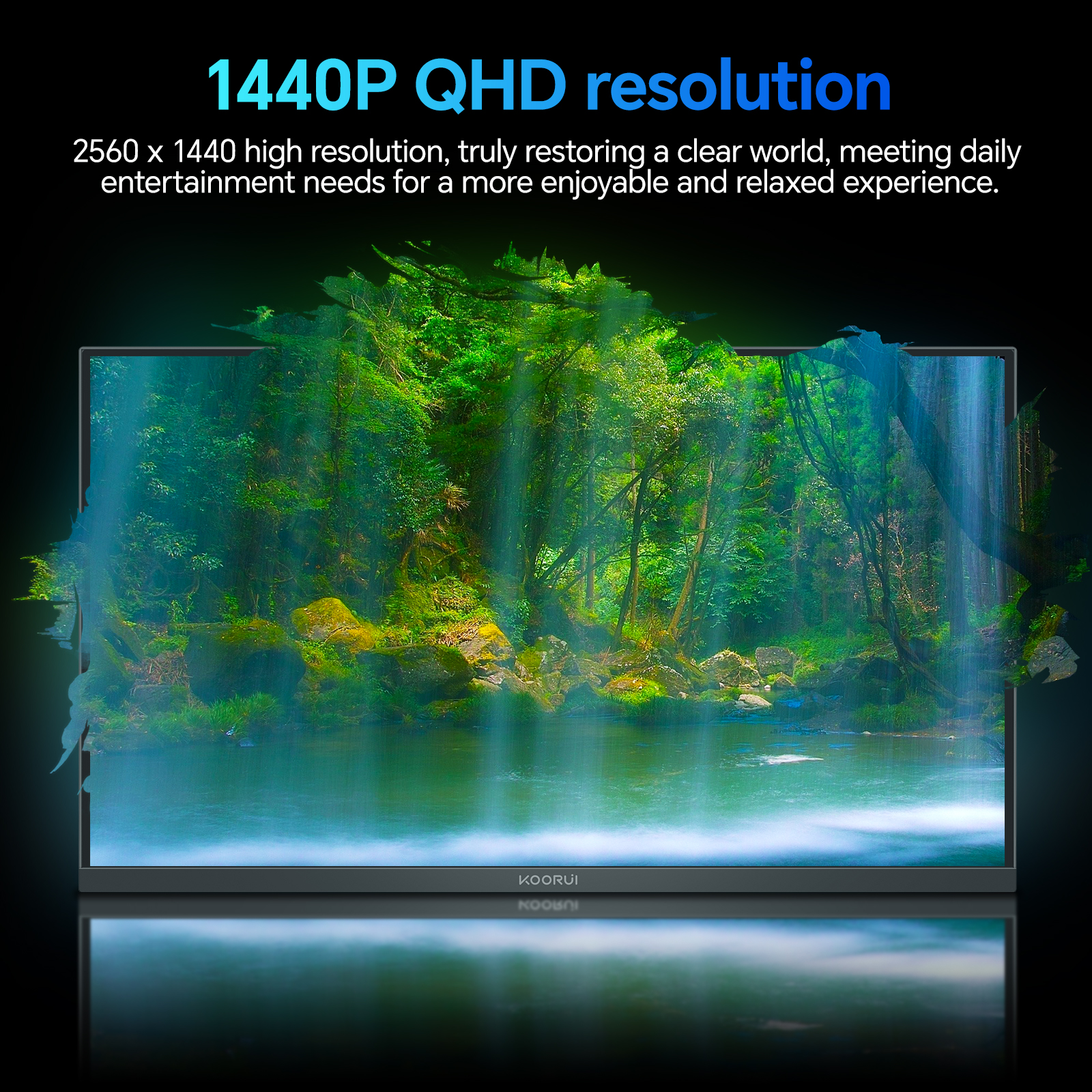 KOORUI E2721F 27 Inch QHD Monitor, Gaming 100Hz, IPS Computer Monitors, 2K 1440P Pc Screen, Adaptive Sync, 1ms MPRT, VESA 100x100mm, Eye Care, HDMI, DisplayPort