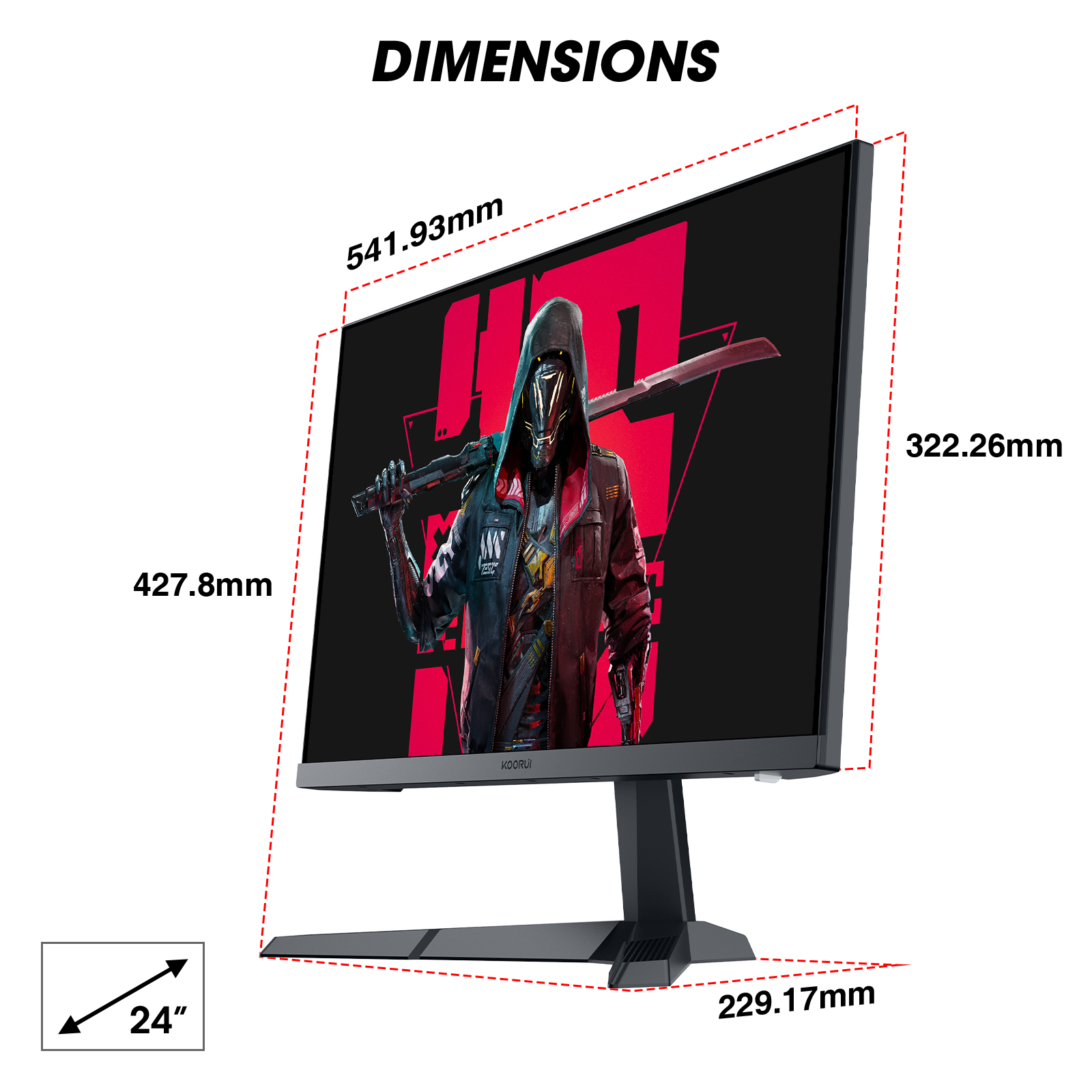 KOORUI 24" Fast IPS 165Hz 1ms(GTG) Gaming Monitor,FHD 1920x1080 99% sRGB FreeSync(G-Sync Compatible) Ultra Slim Frame, VESA Mountable (HDMI, DisplayPort) 24E3-Koorui