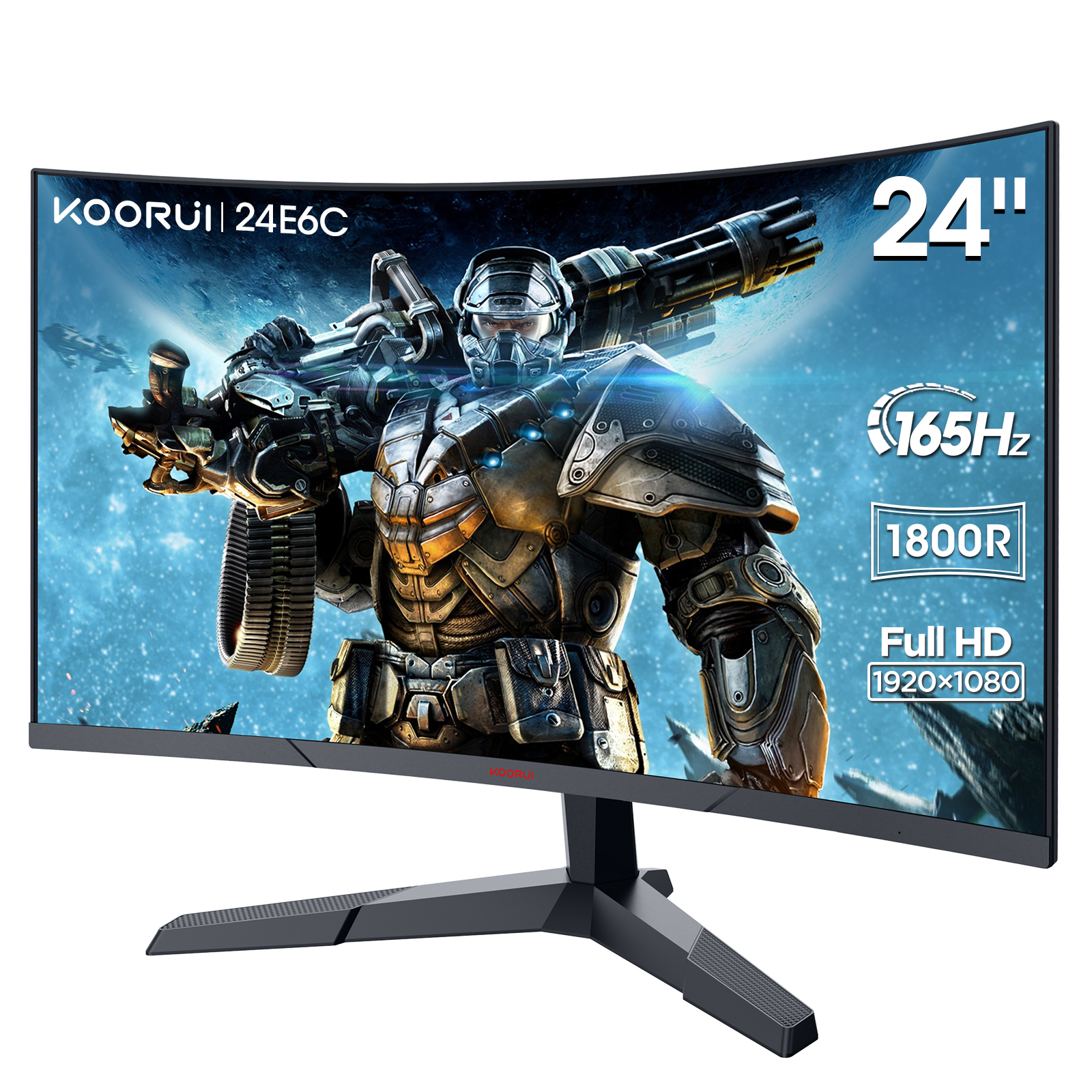 KOORUI 24" 165Hz/144Hz 1ms Curved Gaming Monitor,FHD 1080P 100%sRGB Computer Monitors,Adaptive Sync,DP&HDMI Port,Eye Care