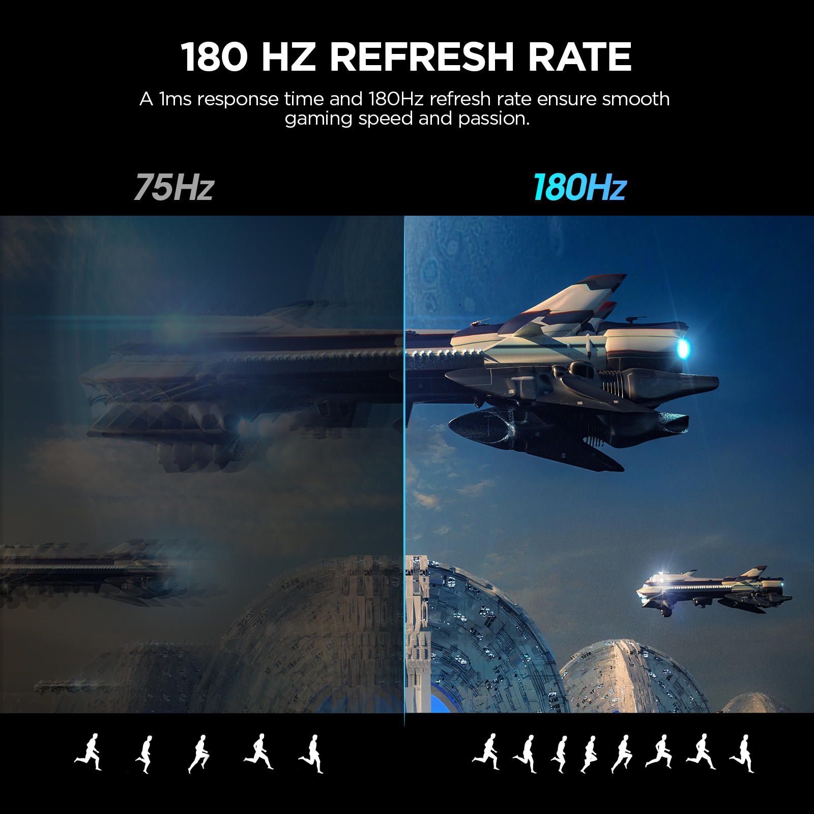 KOORUI 24 Inch Gaming Monitor, 180Hz Curved Monitors, FHD 1080P VA 1ms 1500R PC Monitors with Adaptive Sync, HDMI X2-DP, VESA Compatible, Tilt Adjustable, Eye Care