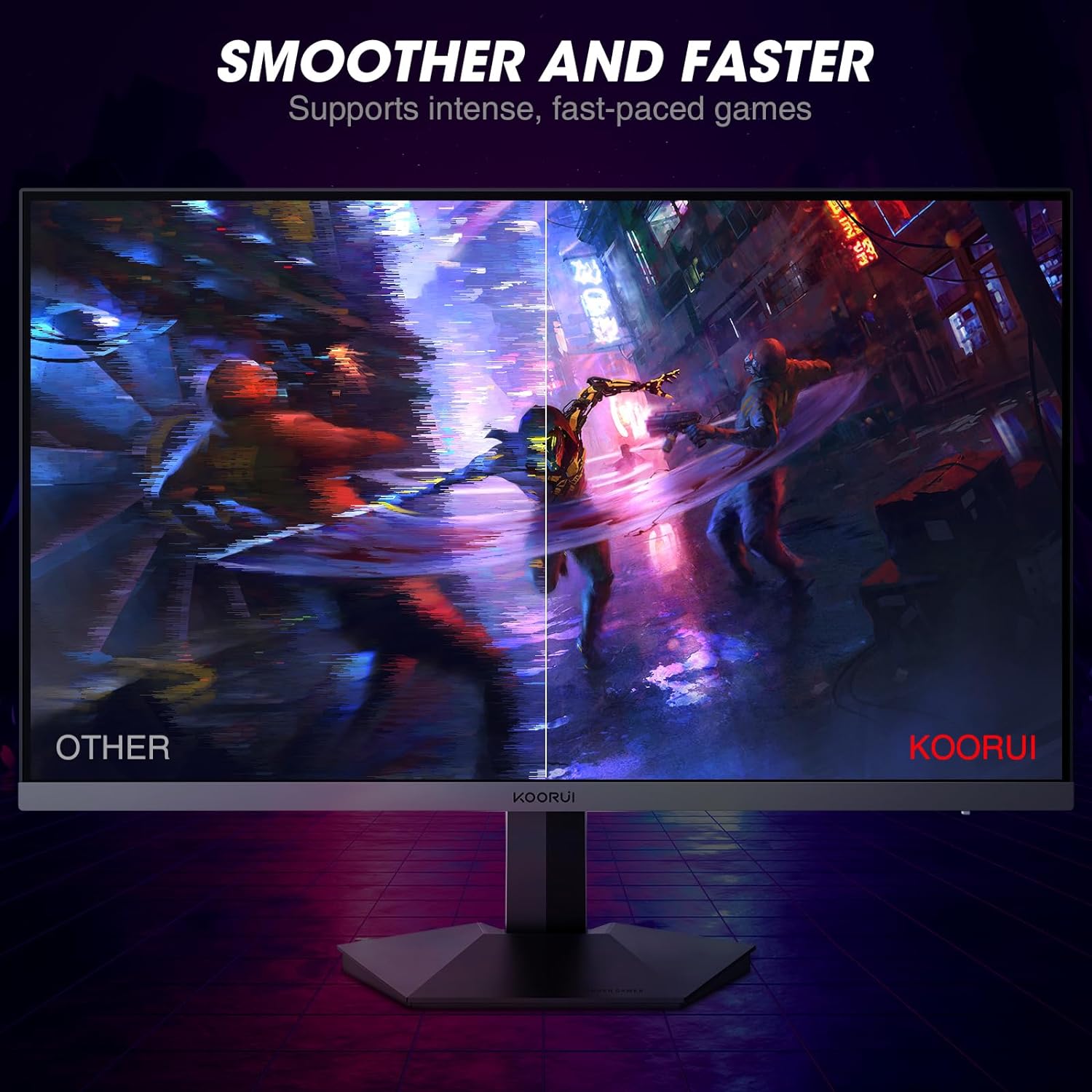 KOORUI 27 Inch Gaming Monitor, PC Screen 240Hz, FHD, 1ms, Adaptive Sync (1920 x 1080p, DCI-P3 90%, SRGB 100%, HDMI, DisplayPort, VESA 75x75)