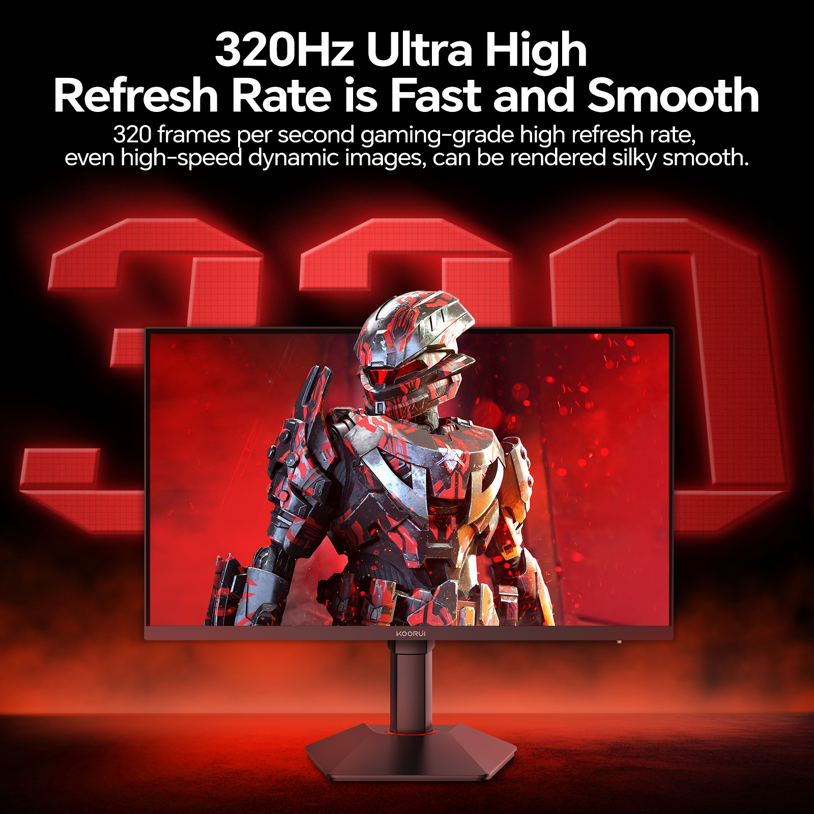 KOORUI G2511E 25 Inch Gaming Monitor,320Hz, Fast IPS, Full-HD 1080P, 1ms, Adaptive Sync, Lifting Adjustable, VESA Mountable, HDMI/DP, Low Blue Light, 99% SRGB