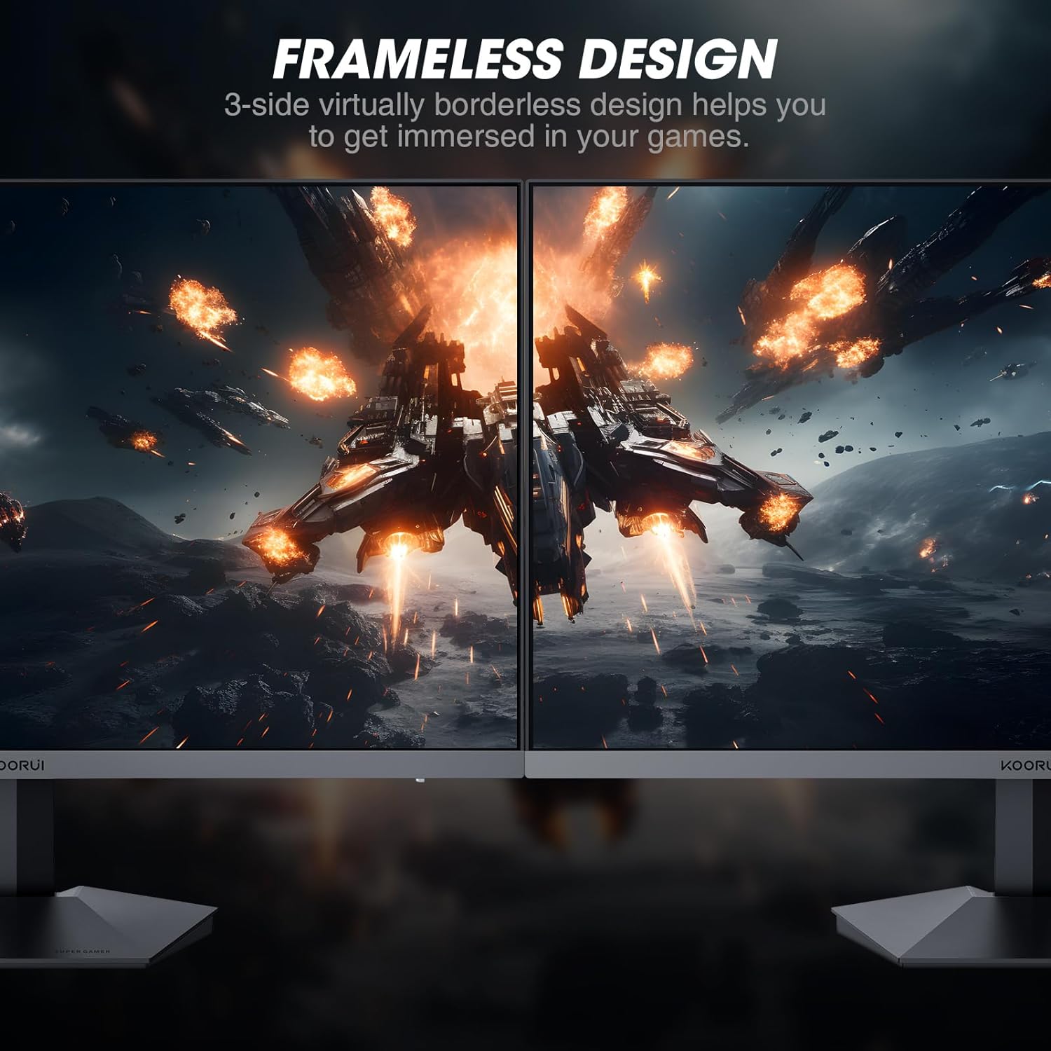 KOORUI 27 Inch QHD Gaming Monitor, PC Screen 170Hz, 1ms, Adaptive Sync (2560 x 1440p, DCI-P3 90%, SRGB 100%, HDR 10, HDMI, DisplayPort, VESA 75x75)