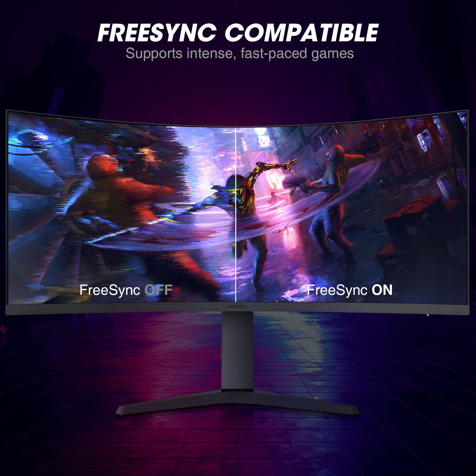 KOORUI 34 Inch Ultrawide Curved Gaming Monitor, 165Hz, WQHD 1440P, 1000R, MPRT 1MS, HDR 400, 2x HDMI 2.0, 1x DisplayPort 1.4, AdaptiveSync, Tilt/Height Adjustable, Black