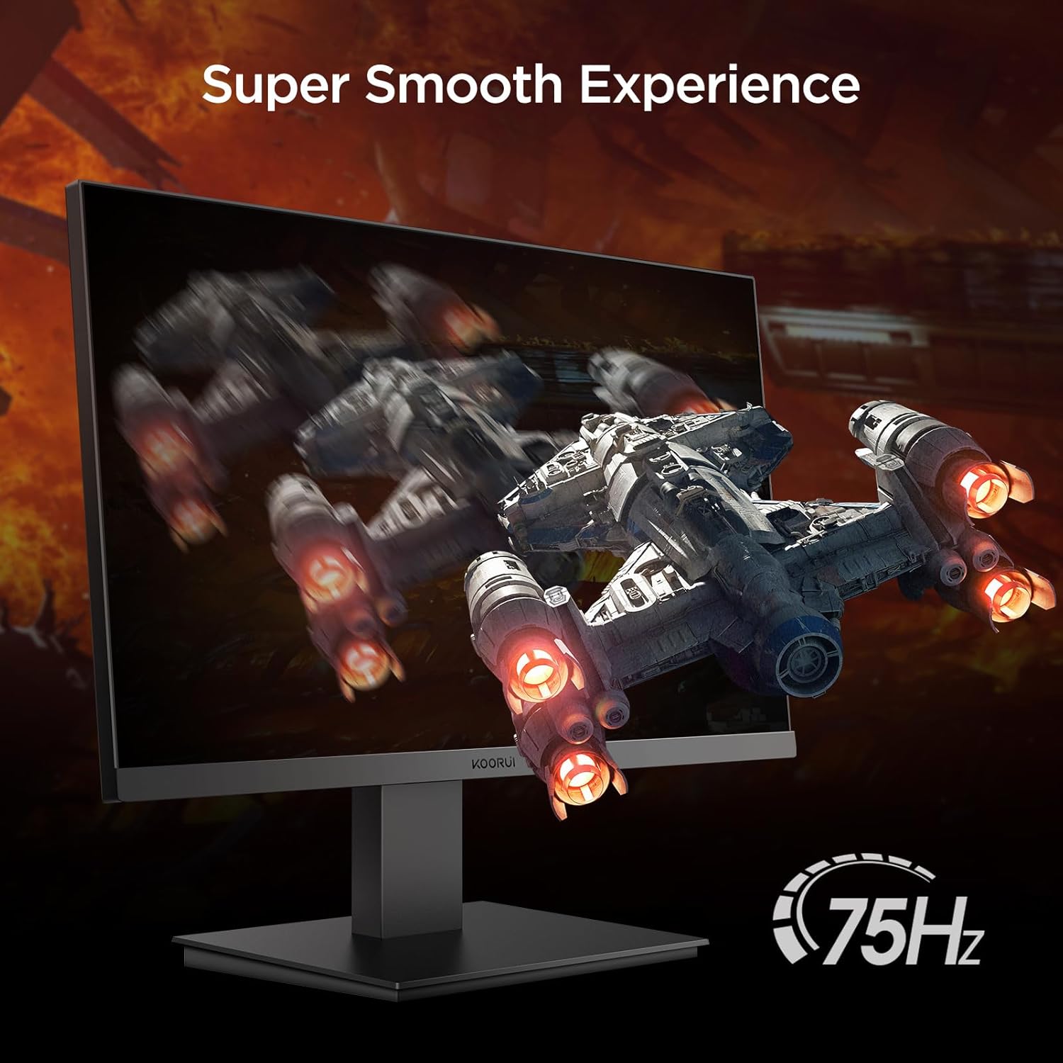 KOORUI 22 inch Business Computer Monitor, Desktop Gaming Monitor, FHD 1080p, 75 Hz, Eye Comfort, sRGB 99% Colour Circumference, (Ultra Thin Aperture, HDMI, VGA, Tilt, VESA 75 x 75), PC Screen, Black