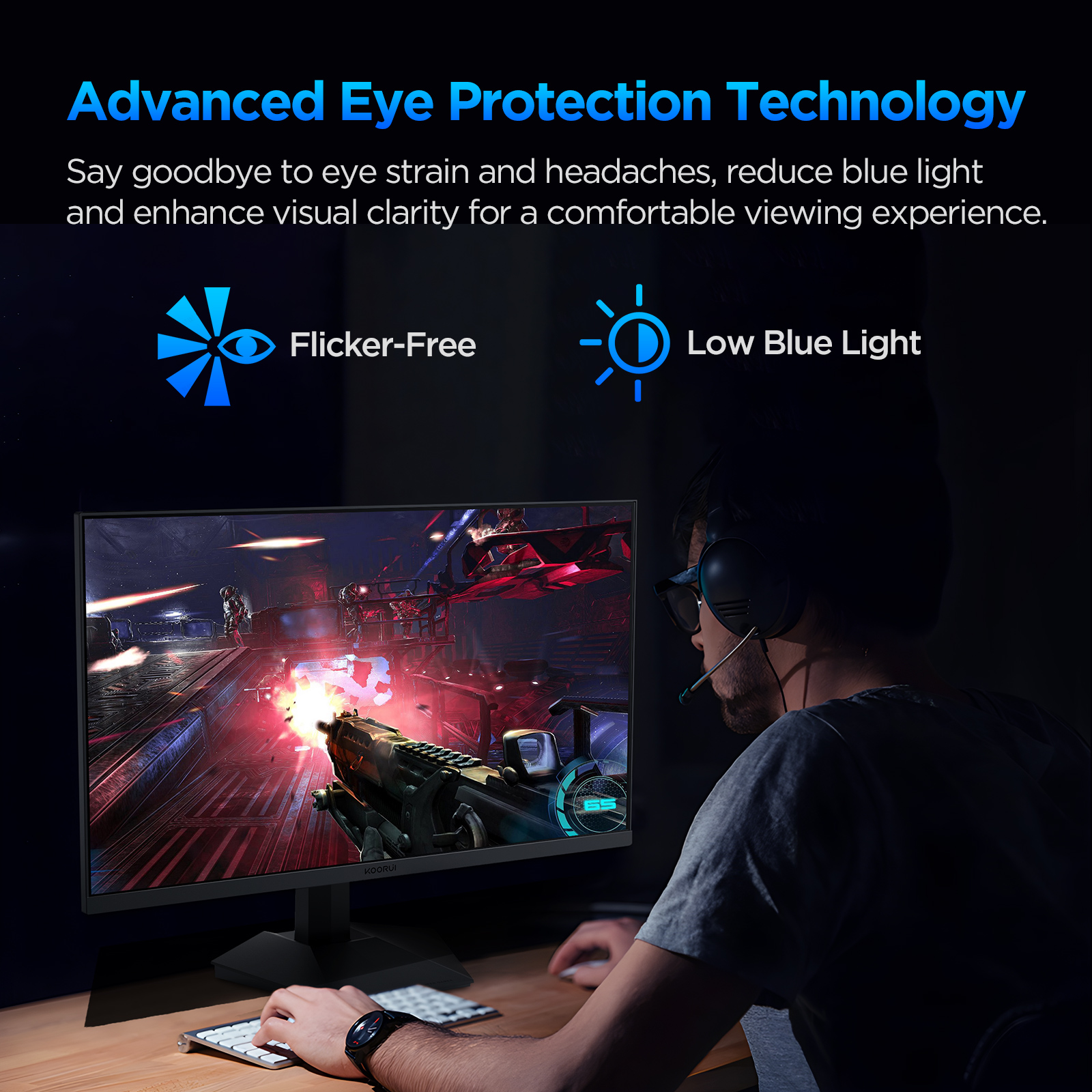 KOORUI 27 Inch Gaming Monitor 240hz, 1ms, FHD 1920x1080, 90% DCI-P3, 100% sRGB Color Gamut, Adaptive Sync Compatible, HDMI, DisplayPort, Black, GN02