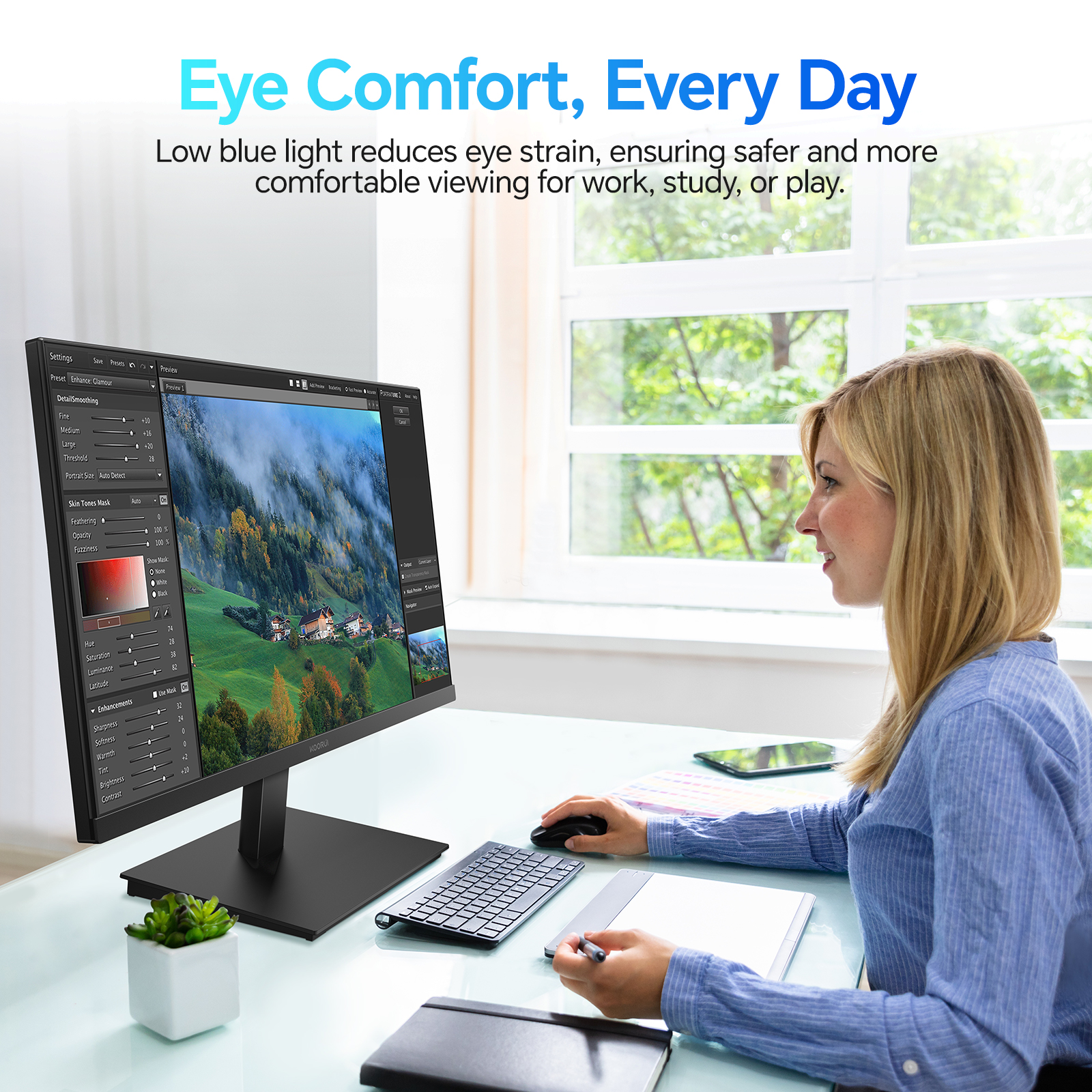 KOORUI E2721F 27 Inch QHD Monitor, Gaming 100Hz, IPS Computer Monitors, 2K 1440P Pc Screen, Adaptive Sync, 1ms MPRT, VESA 100x100mm, Eye Care, HDMI, DisplayPort