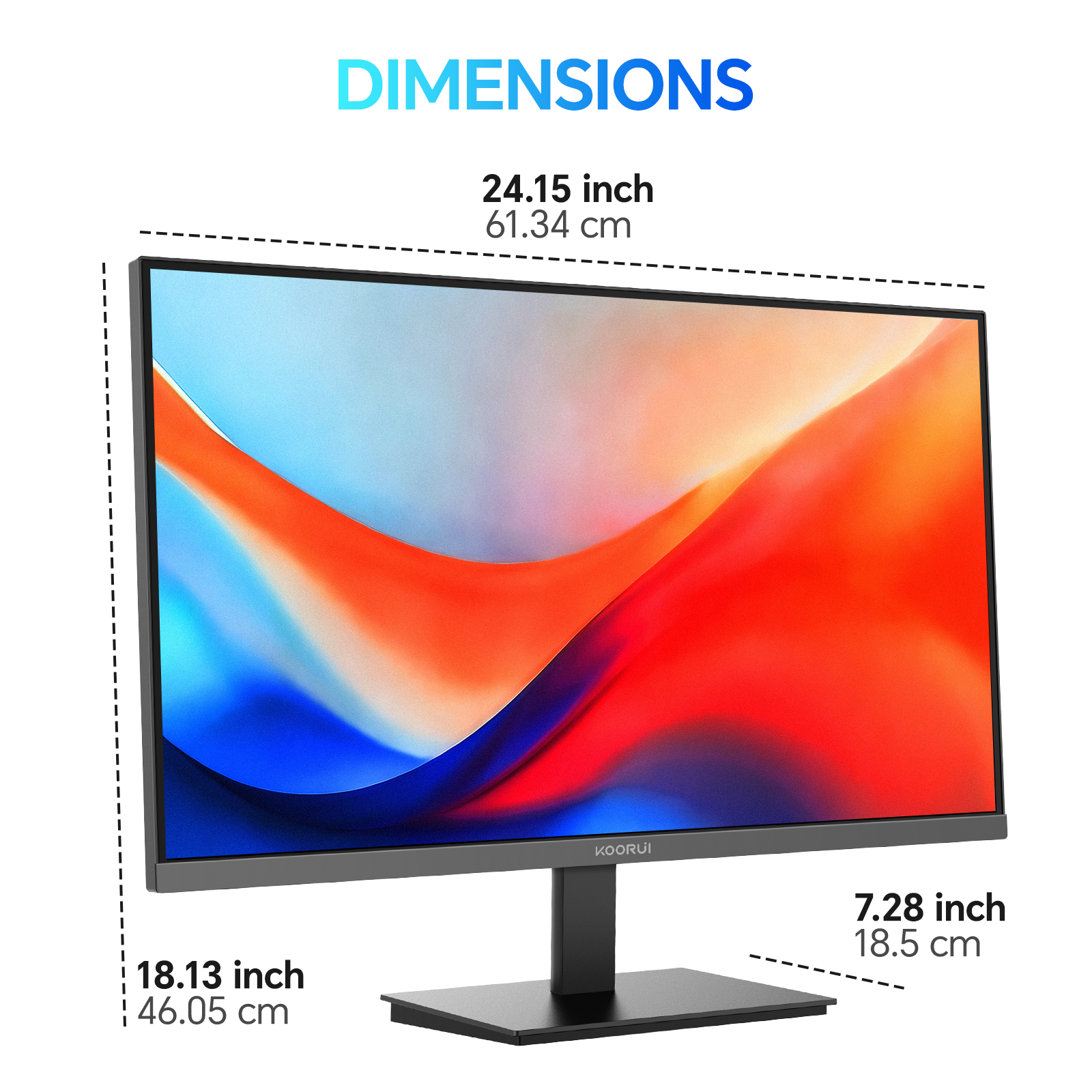 KOORUI E2721H 27 Inch QHD Monitor, Gaming 120Hz, IPS Computer Monitors, 2K 1440P Pc Screen, Adaptive Sync, HDR 10, 1ms, VESA 100x100mm, Eye Care, HDMI, DisplayPort