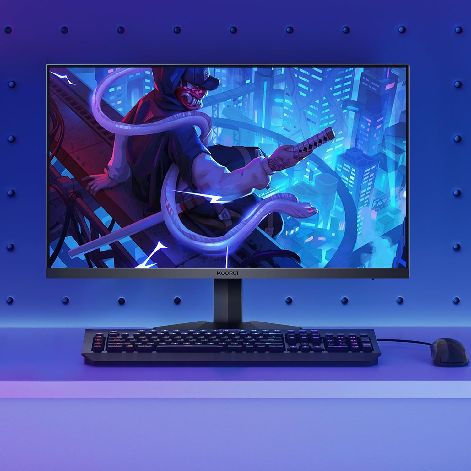 KOORUI 27 Inch Gaming Monitor, PC Screen 240Hz, FHD, 1ms, Adaptive Sync (1920 x 1080p, DCI-P3 90%, SRGB 100%, HDMI, DisplayPort, VESA 75x75)