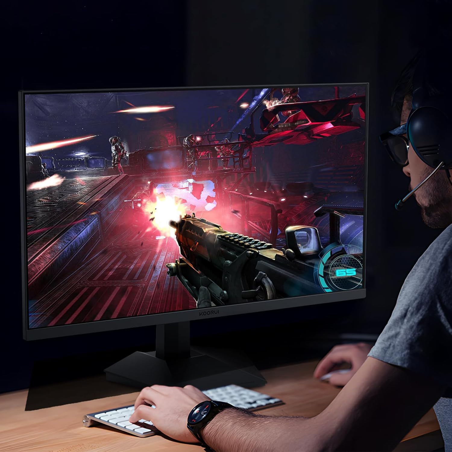 KOORUI 27 Inch QHD Gaming Monitor, PC Screen 170Hz, 1ms, Adaptive Sync (2560 x 1440p, DCI-P3 90%, SRGB 100%, HDR 10, HDMI, DisplayPort, VESA 75x75)
