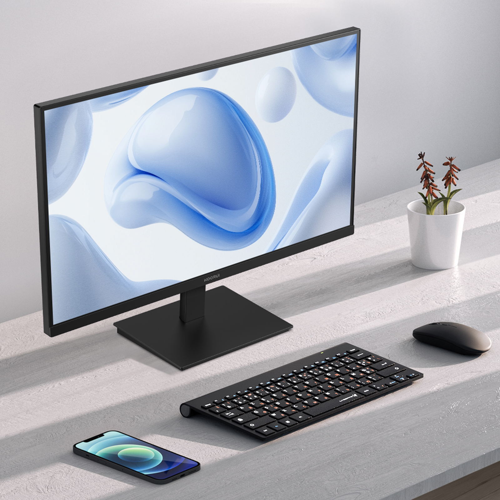 KOORUI E2721F 27 Inch QHD Monitor, Gaming 100Hz, IPS Computer Monitors, 2K 1440P Pc Screen, Adaptive Sync, 1ms MPRT, VESA 100x100mm, Eye Care, HDMI, DisplayPort