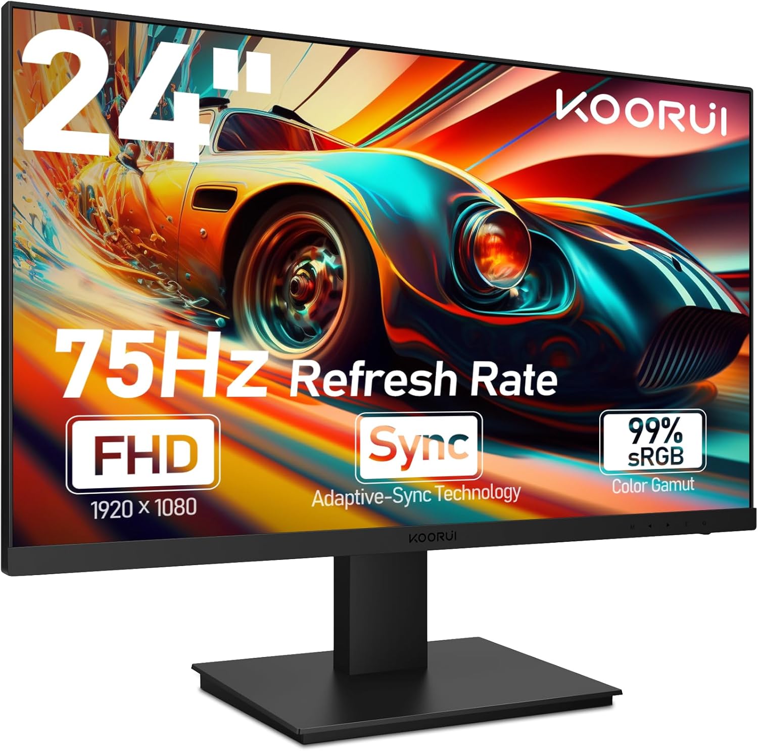 KOORUI 27 Inch Gaming Monitor 240hz, 1ms, FHD 1920x1080, 90% DCI-P3, 100% sRGB Color Gamut, Adaptive Sync Compatible, HDMI, DisplayPort, Black, GN02