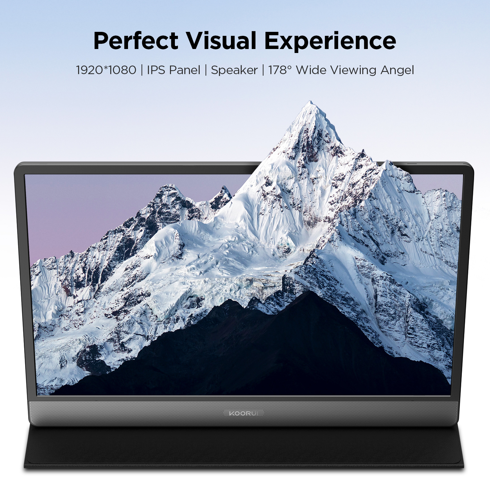 KOORUI 60Hz 6ms Gaming office Portable Monitor,15.6 Inch IPS FHD 1080P Second Screen Laptop Monitor,USB-C HDMI Travel Monitor w/Protective Cover & Dual Speakers, External Monitor for PC Phone Xbox PS4-Koorui