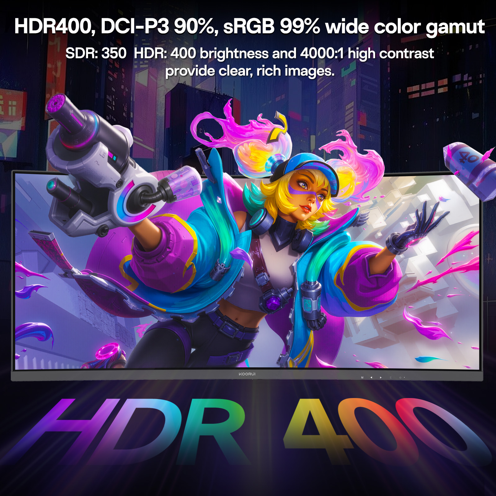 KOORUI 34 inch Ultrawide Curved Gaming monitor,UWQHD (3440x1440P), 240Hz, 1ms MPRT, 1500R,Adaptive-Sync,VESA,DP,HDMI,PS5