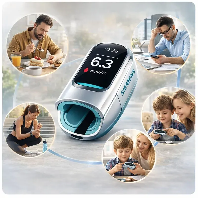 Siemens™ Új, nem invazív, intelligens vércukorszintmérő 💉 Tűmentes és fájdalommentes vércukorszintmérés 🔥 Fejlett német technológiával 🔥 – Gyors, pontos és megbízható, könnyedén figyelemmel kísérheti egészségét bármikor, bárhol.