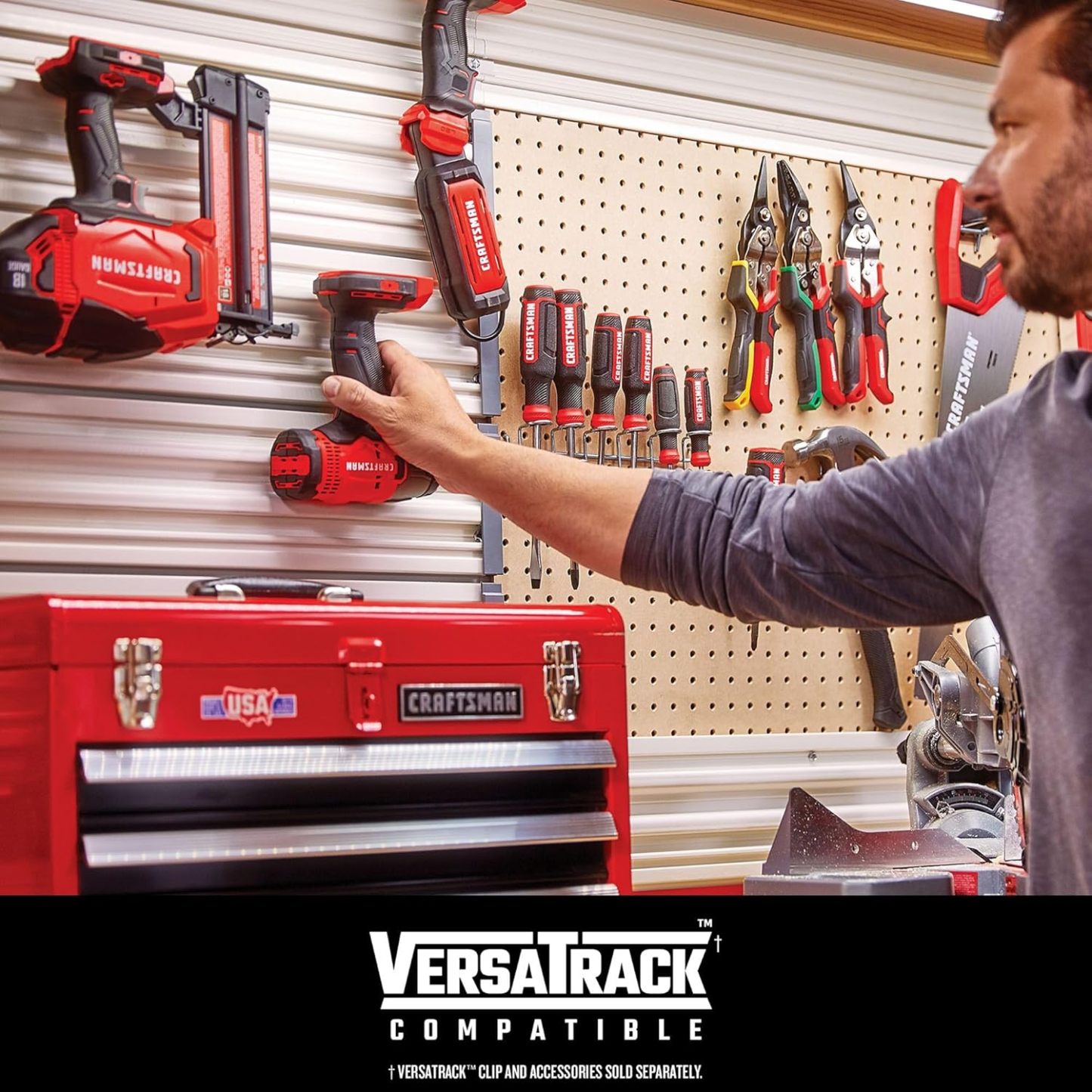 CRAFTSMAN V20 MAX akkus fúró-csavarozó és ütvecsavarozó készlet, szerszámkészlet 2 akkumulátorral és töltővel, LED munkalámpával, 2 bittel, táskával