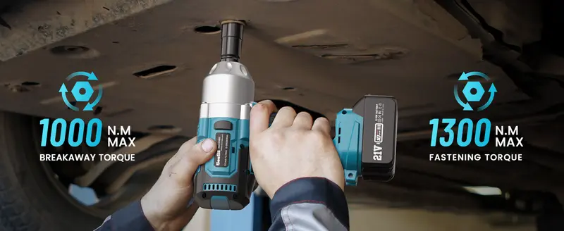 elektromos ütőkulcs akkumulátorral 1300 nm, 8000 mah, 1/2 hüvelykes forgó fejjel autógumi cseréhez és kerékanyák lazításához, 3 sebességfokozatú, kefe nélküli motor, 2 akkuval és töltővel ellátva részletek 1