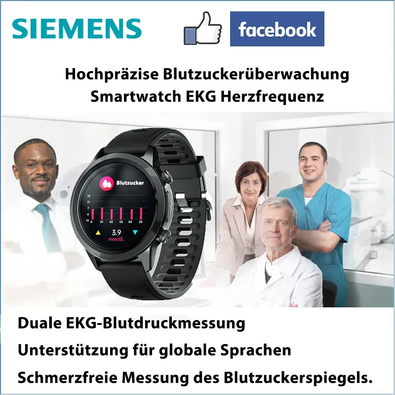 Die nicht-invasive Lasertherapie-Uhr von Siemens kann Herzfrequenz, Blutdruck und Blutzucker in Echtzeit überwachen