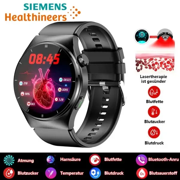 Die nicht-invasive Lasertherapie-Uhr von Siemens kann Herzfrequenz, Blutdruck und Blutzucker in Echtzeit überwachen