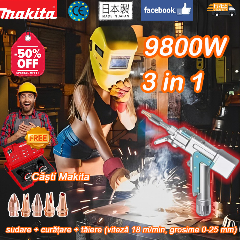 Makita 15000W laserová svařovací pistole čtyři v jednom (svařování + čištění + řezání + odstraňování rzi)