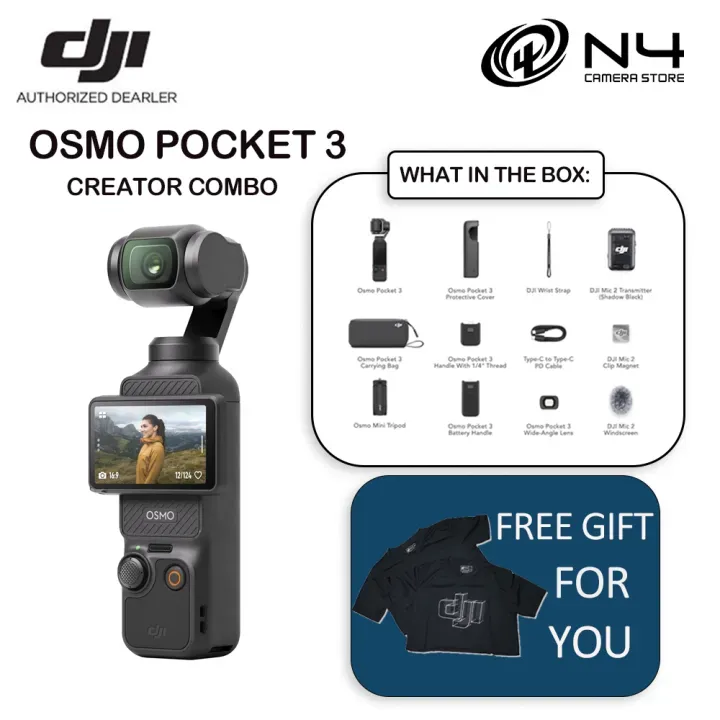 DJI Osmo Pocket 3 – Handheld 1-Zoll-CMOS & 4K/120fps – 2-Zoll-drehbarer Bildschirm und intelligente horizontale und vertikale Aufnahme – 3-Achsen