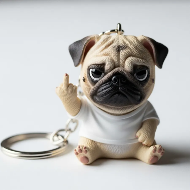 Dog Middle Finger Keychain