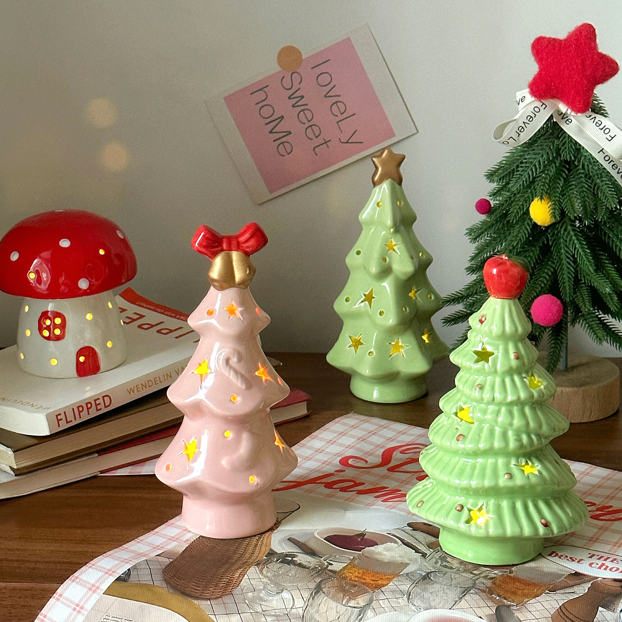 Arbre De Noël Night Light Cute Cartoon Céramic Christmas Tree