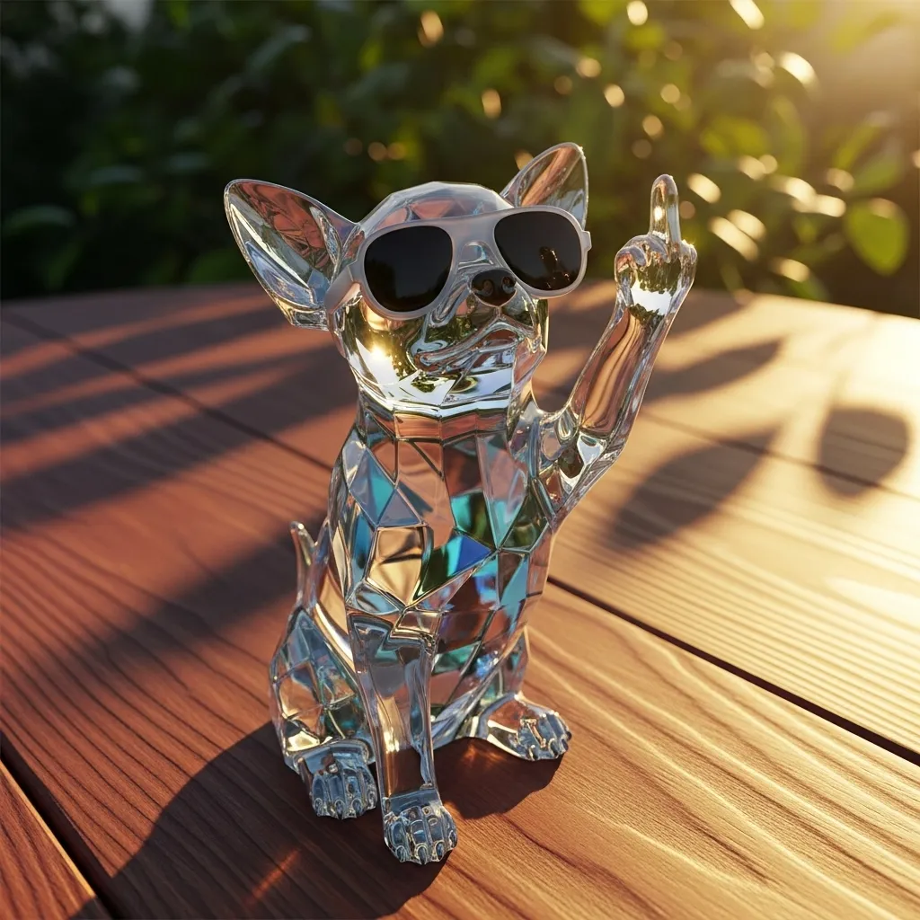 🕶Sunglasses-Wearing Crystal Middle Finger Dog🐶
