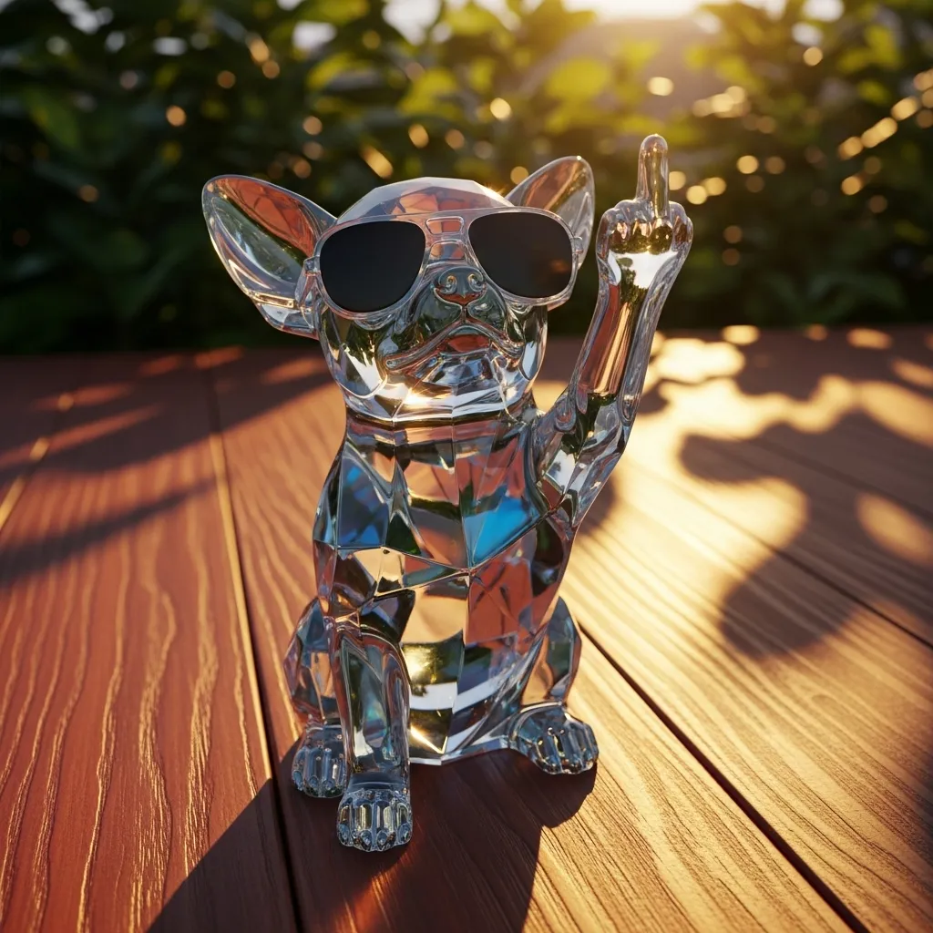 🕶Sunglasses-Wearing Crystal Middle Finger Dog🐶