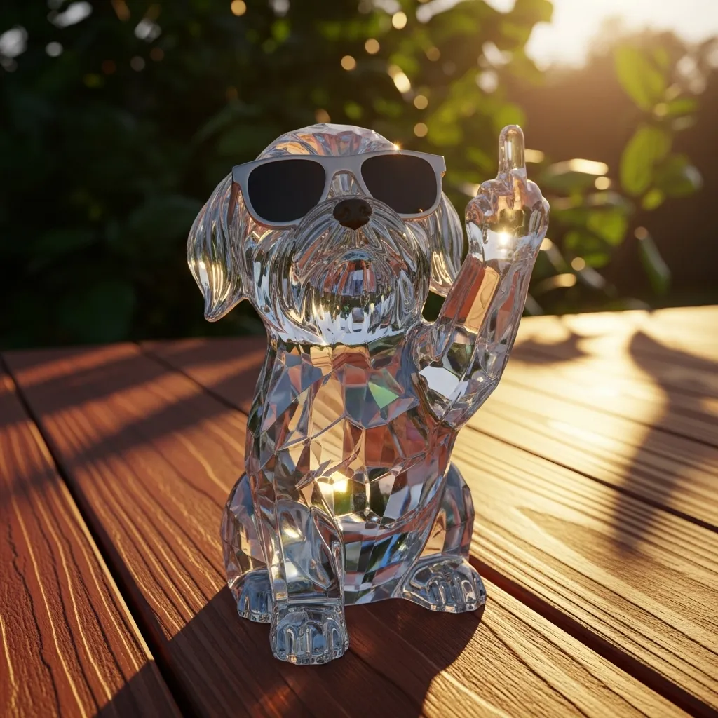 🕶Sunglasses-Wearing Crystal Middle Finger Dog🐶