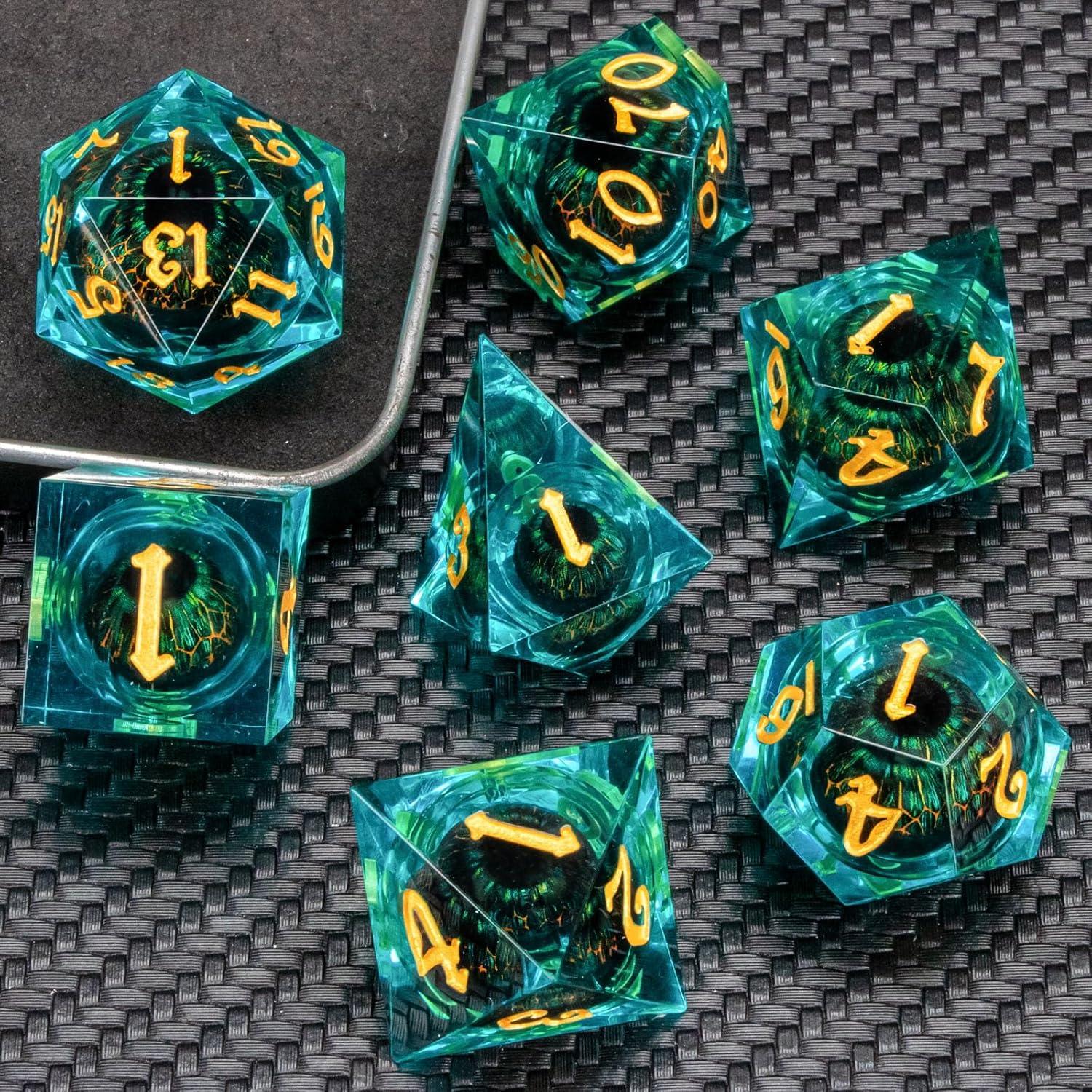 Dragon King's Green Eye resin dice set
