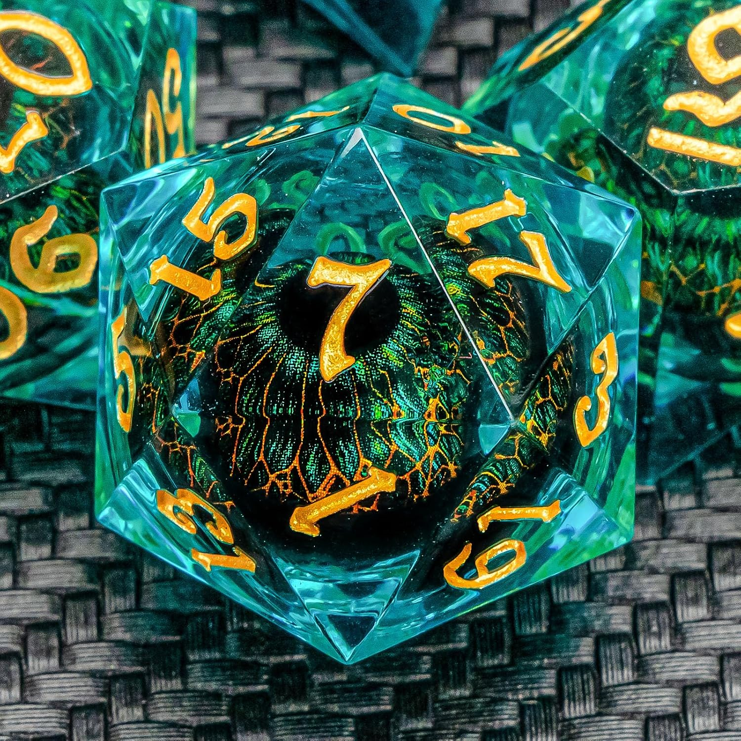Dragon King's Green Eye resin dice set