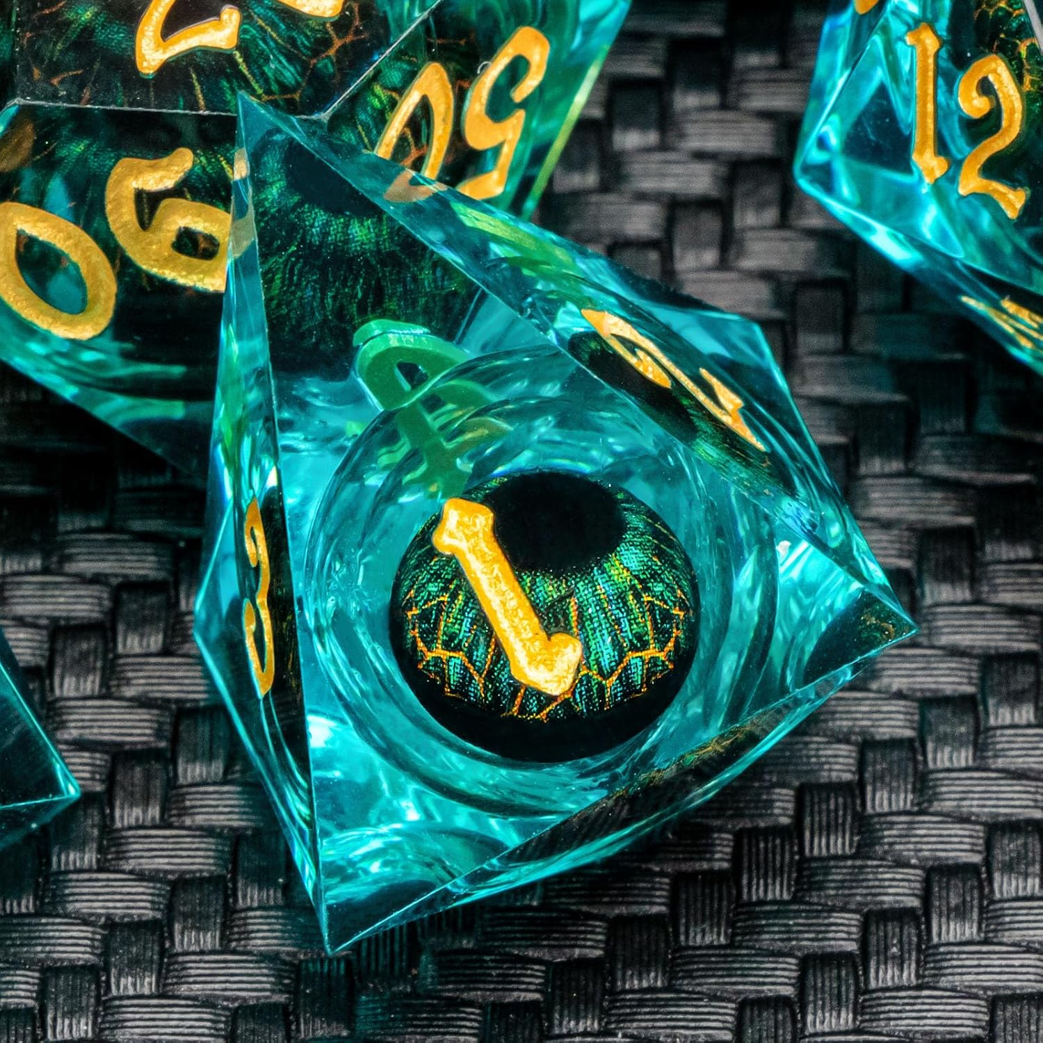 Dragon King's Green Eye resin dice set