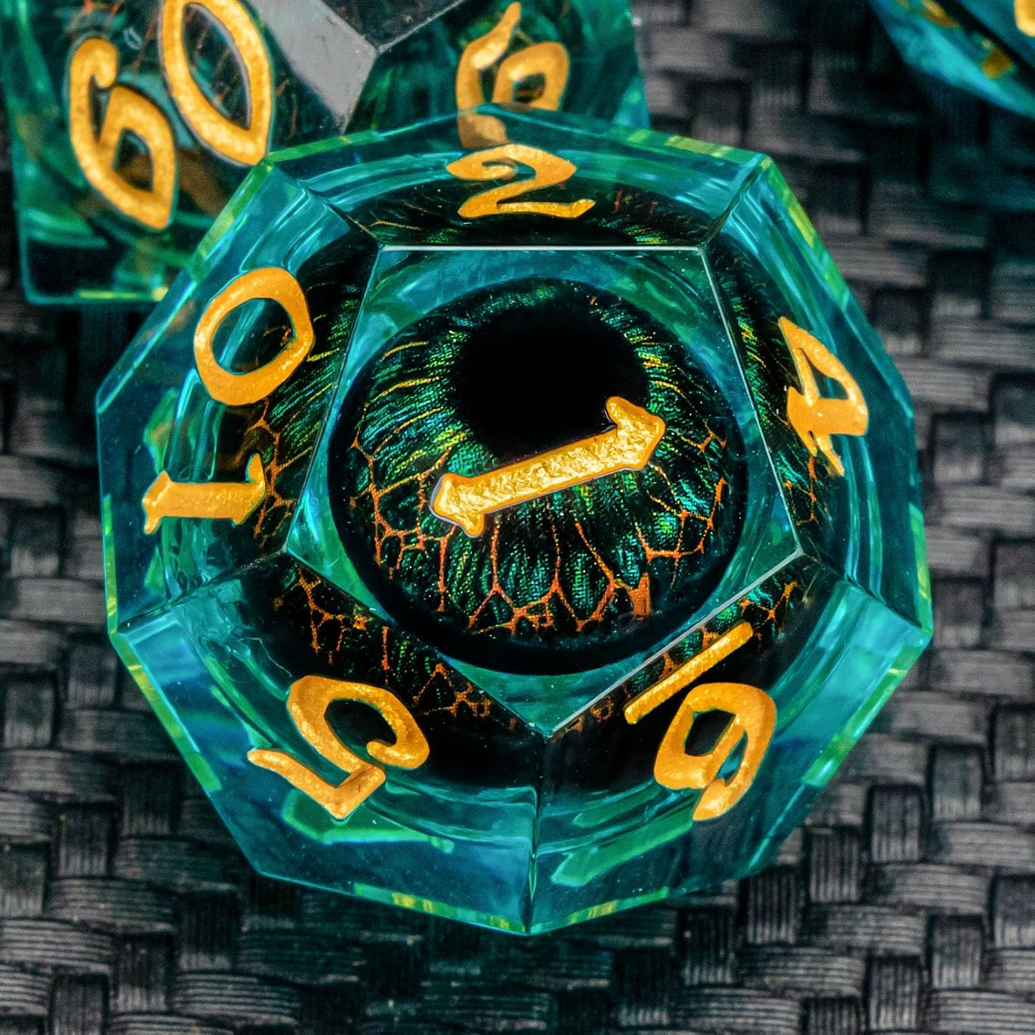 Dragon King's Green Eye resin dice set