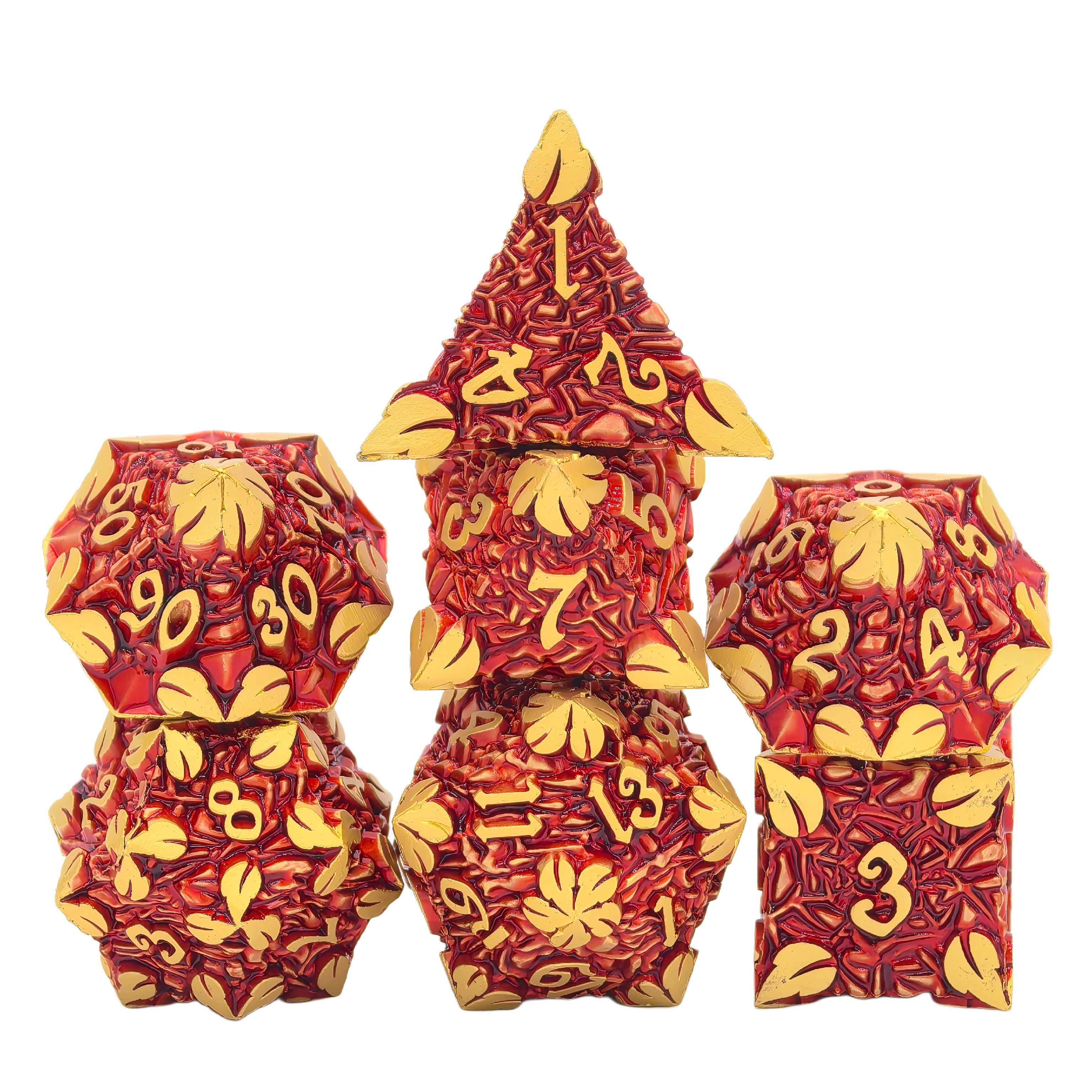 Elven pride metal dice set - leaves nature forest ancient tree rune dice