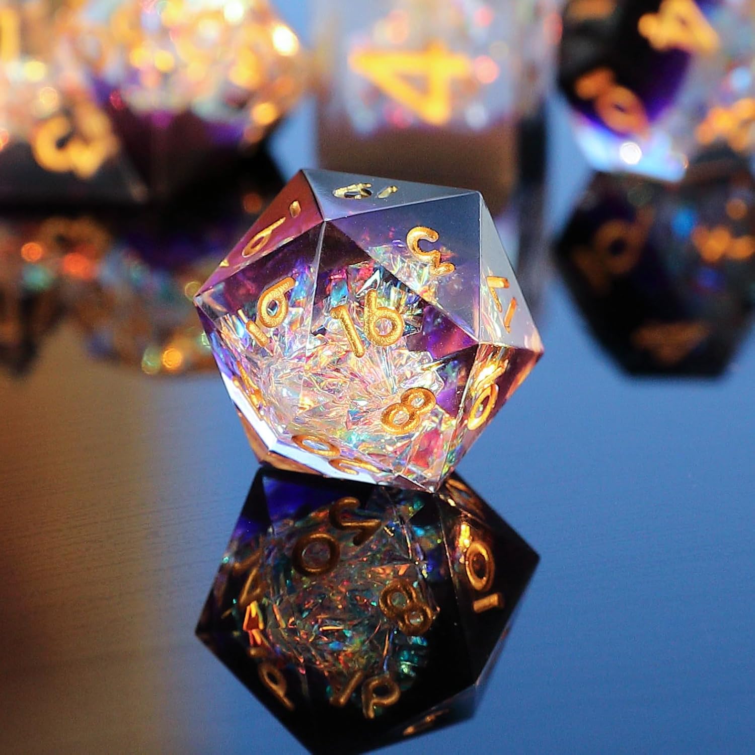 Resin DND Dice Set, Dungeons and Dragons Handmade Sharp Edge D&D Dice