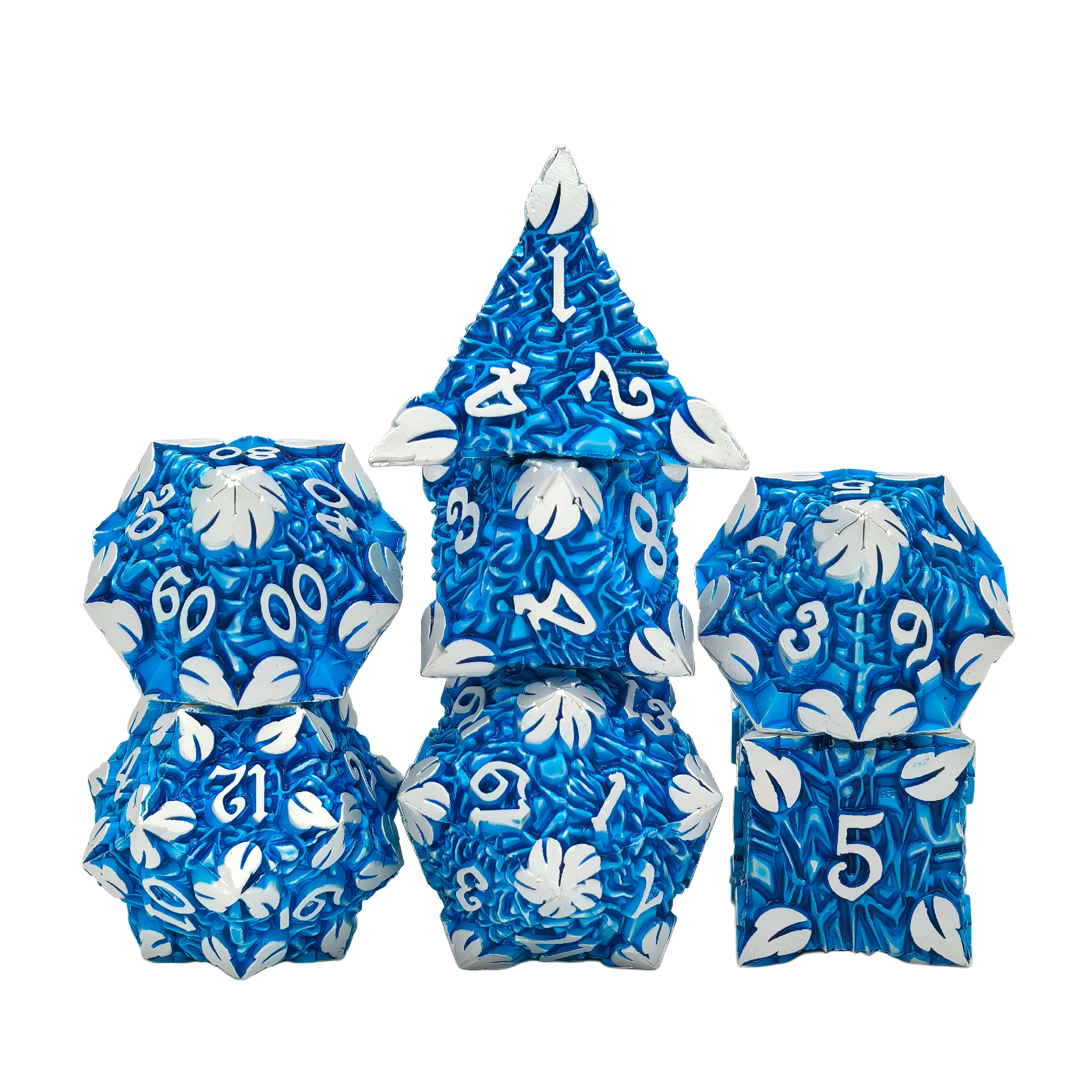 Elven pride metal dice set - leaves nature forest ancient tree rune dice
