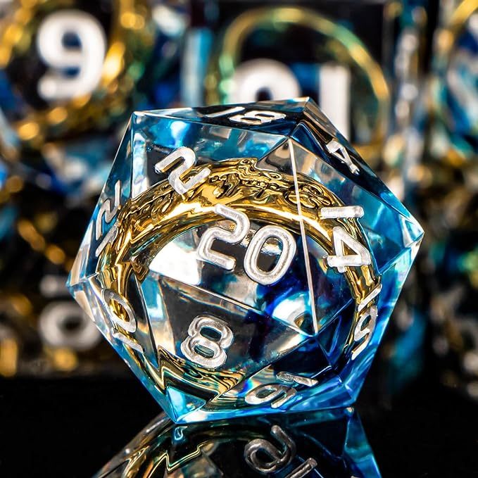 Handmade One Ring D&D Dice - Resin DND Blue Dice