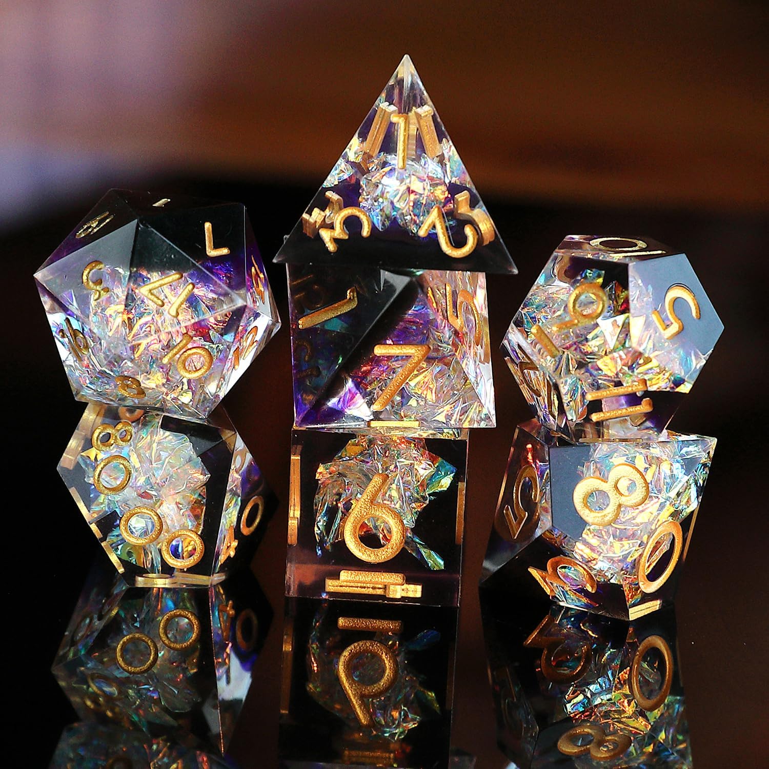 Resin DND Dice Set, Dungeons and Dragons Handmade Sharp Edge D&D Dice