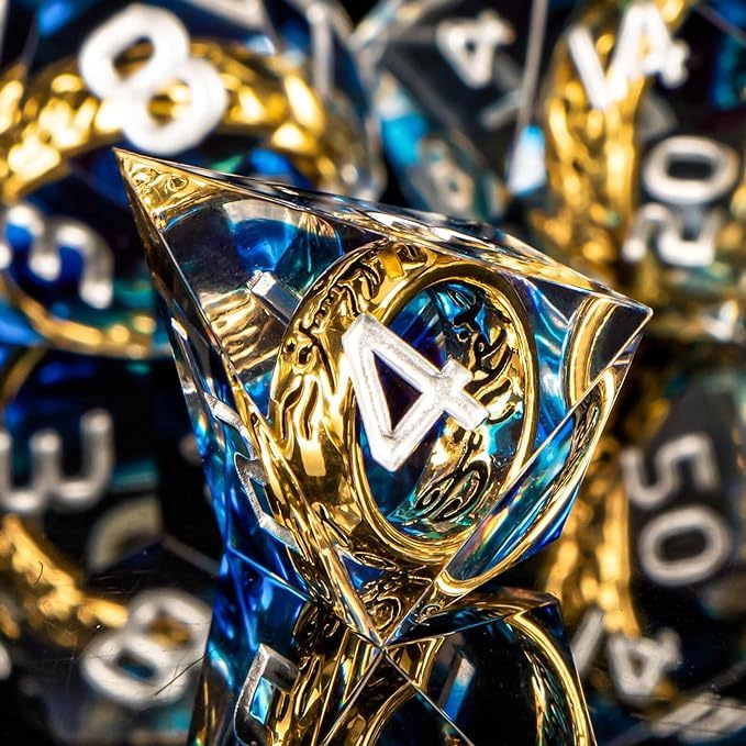 Handmade One Ring D&D Dice - Resin DND Blue Dice