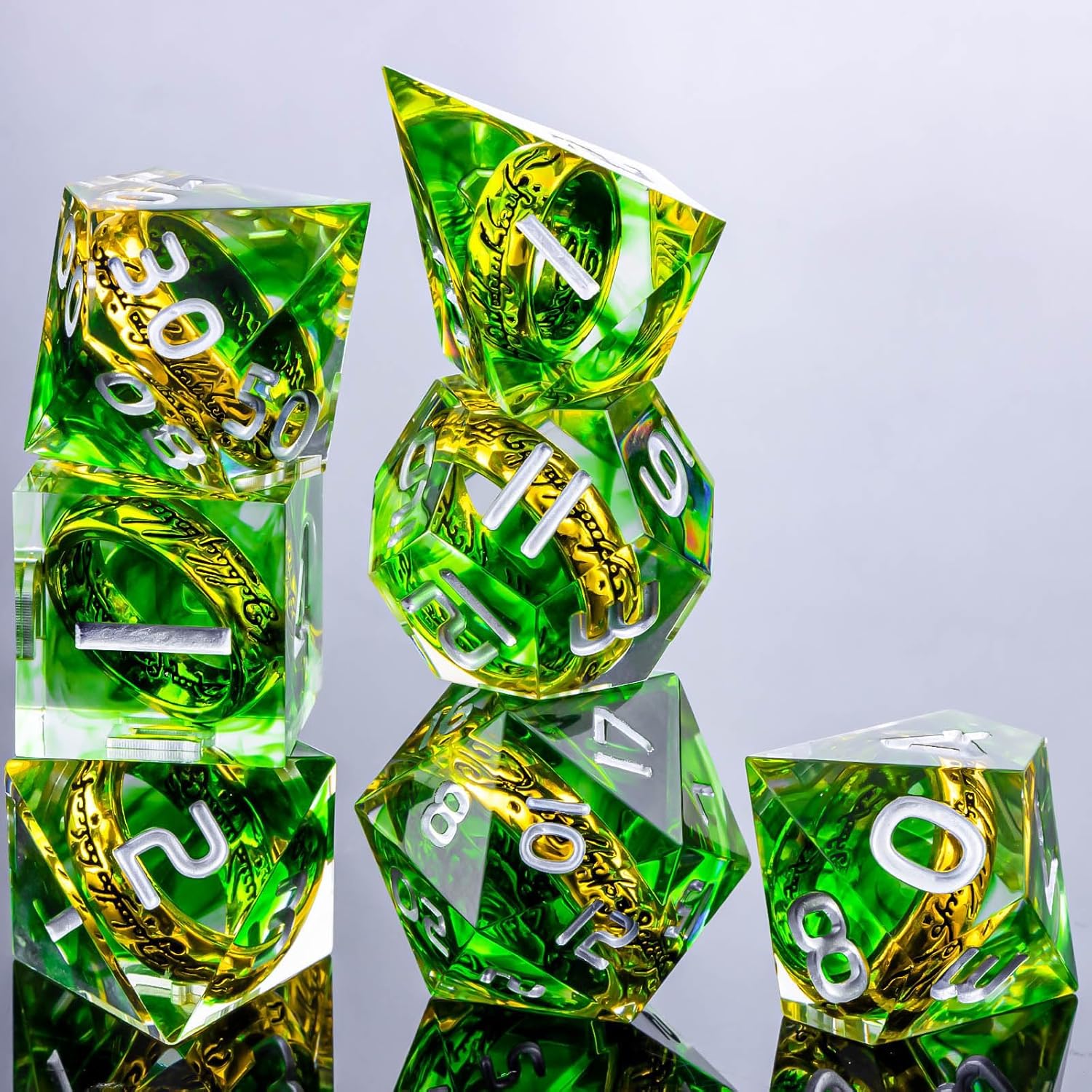 Magic Green Lord Rings DND Dice Set