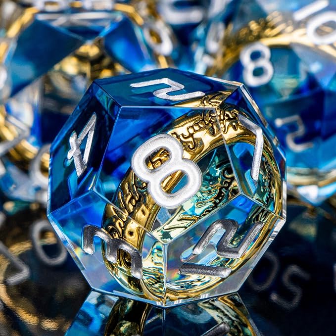 Handmade One Ring D&D Dice - Resin DND Blue Dice
